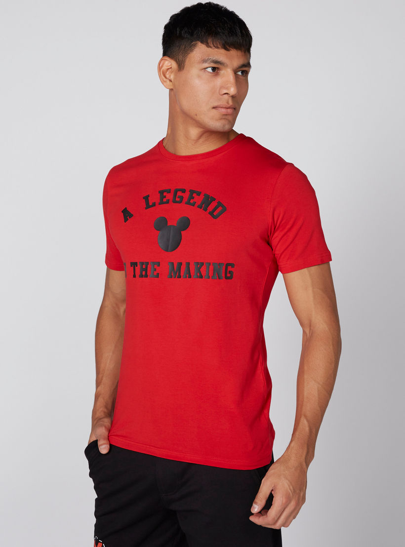 تيشيرت بياقة مستديرة وأكمام قصيرة وطبعات ميكي ماوس-men-clothing-tshirtsandpolos-tshirts-image-1