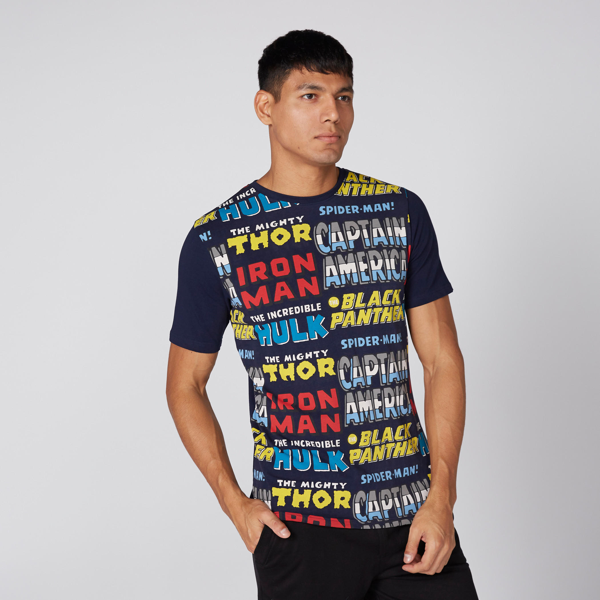 تيشيرت بياقة مستديرة وأكمام قصيرة وطبعات سوبر هيروز-men-clothing-tshirtsandpolos-tshirts-image-1