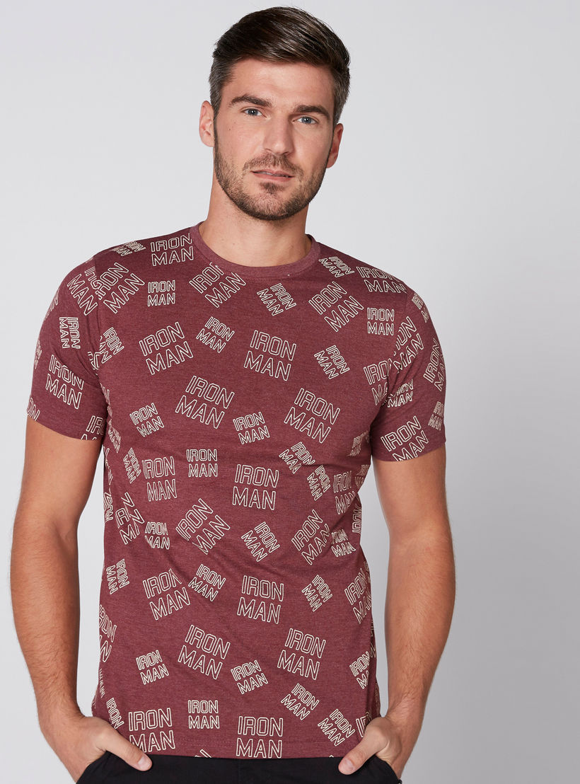 تيشيرت بأكمام قصيرة وياقة مستديرة وطبعات آيرون مان-men-clothing-tshirtsandpolos-tshirts-image-1