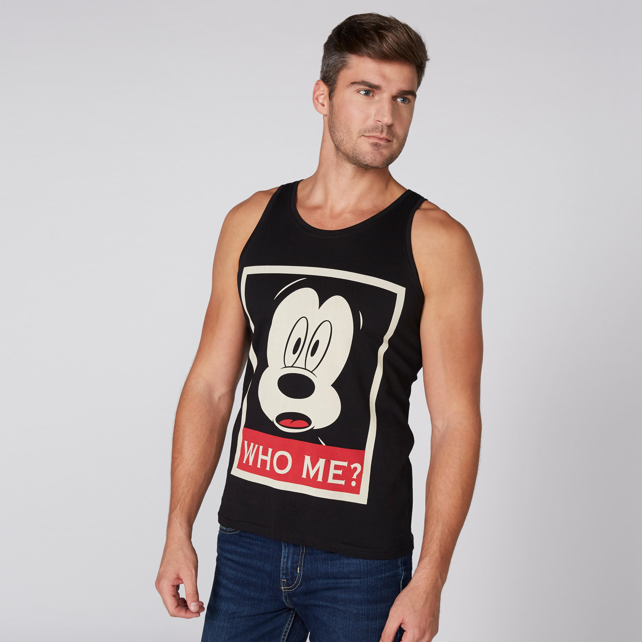 Mickey Mouse Printed Sleeveless Vest with Round Neck-men-clothing-tshirtsandpolos-vests-image-1