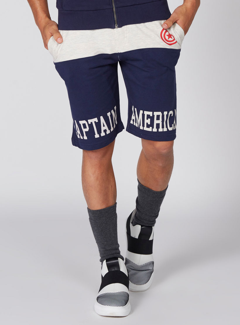 شورت بخصر مطّاطي وطبعات كابتن أمريكا-men-clothing-bottoms-shorts-image-1