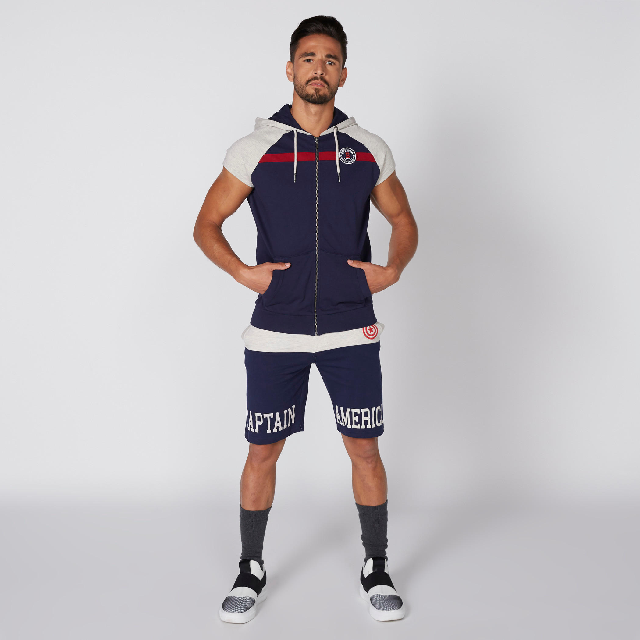 شورت بخصر مطّاطي وطبعات كابتن أمريكا-men-clothing-bottoms-shorts-image-2