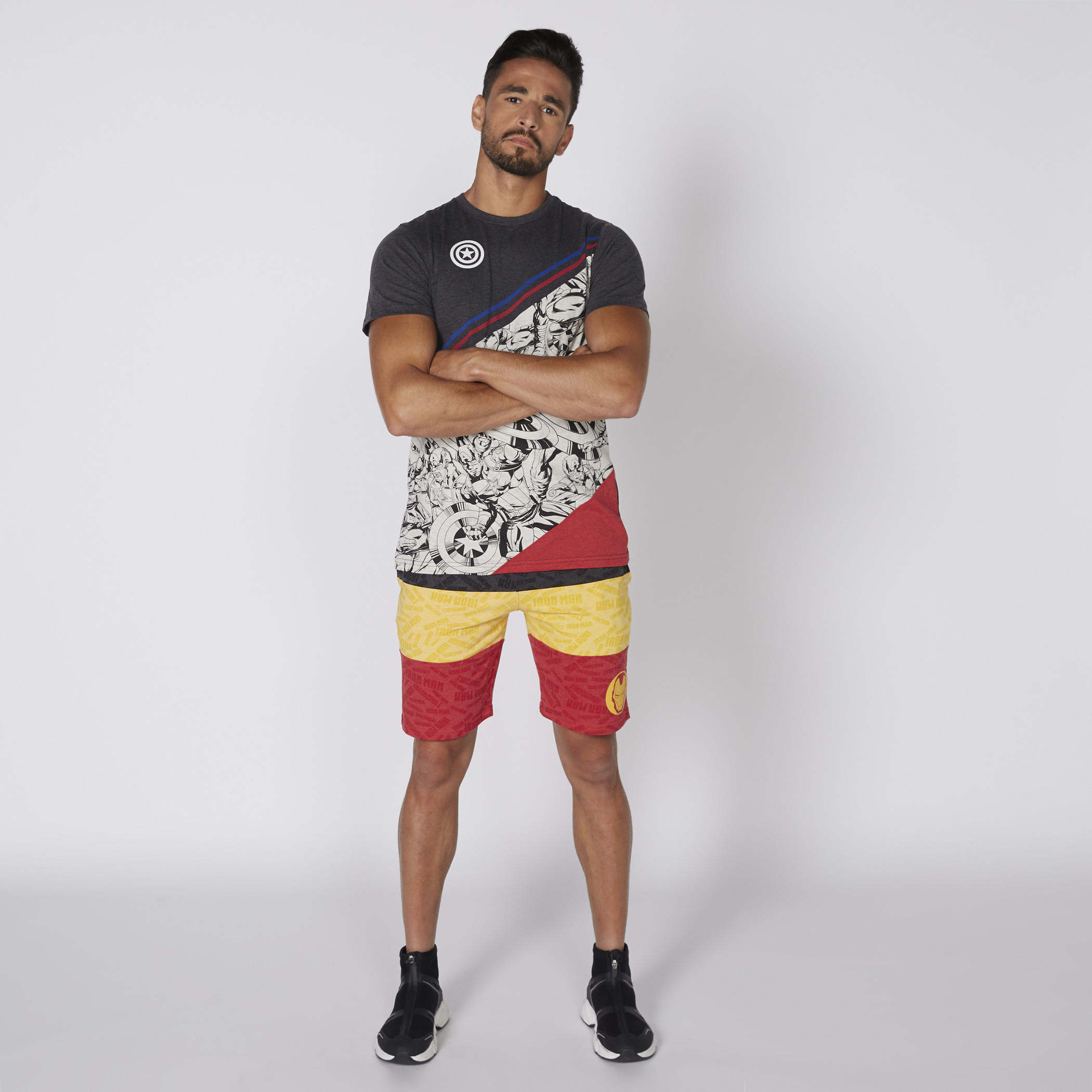 Iron Man Printed Shorts with Elasticised Waistband-men-clothing-bottoms-shorts-image-2