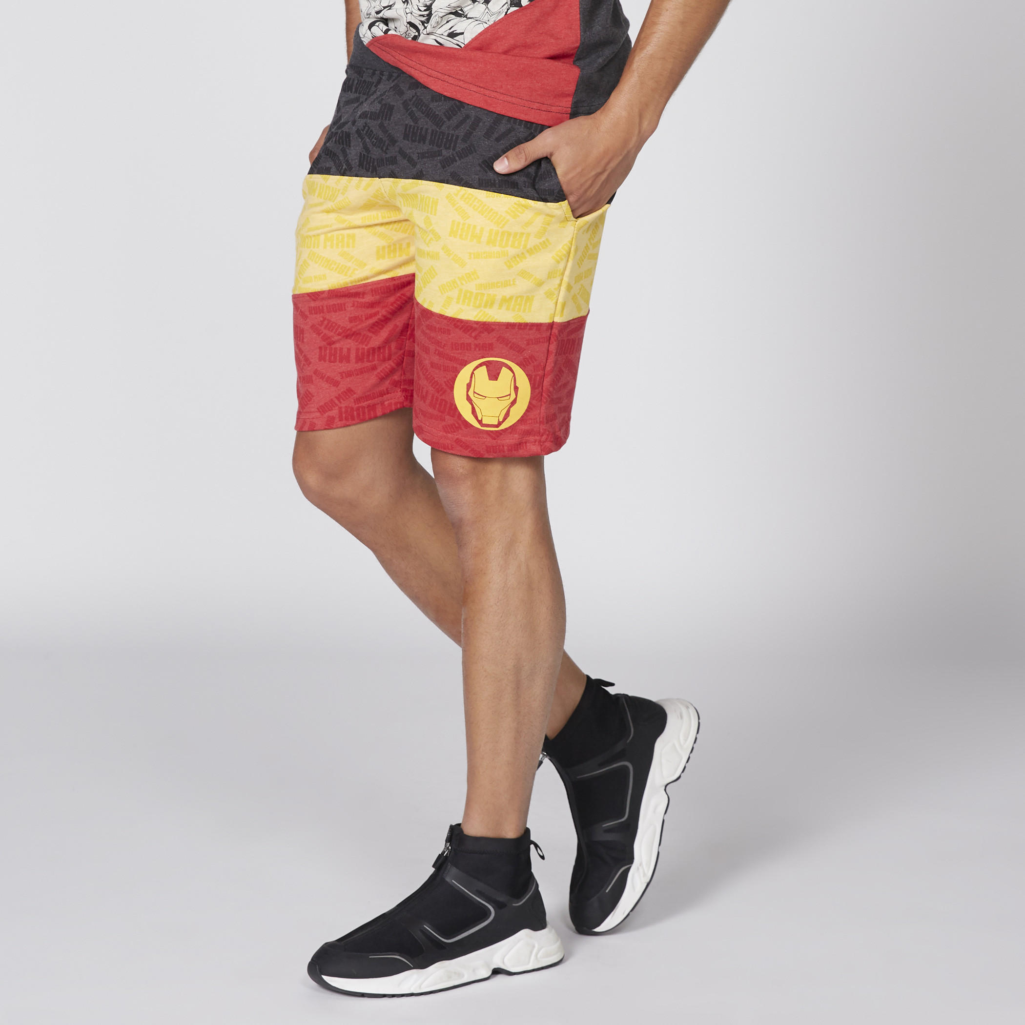 Iron Man Printed Shorts with Elasticised Waistband-men-clothing-bottoms-shorts-image-3