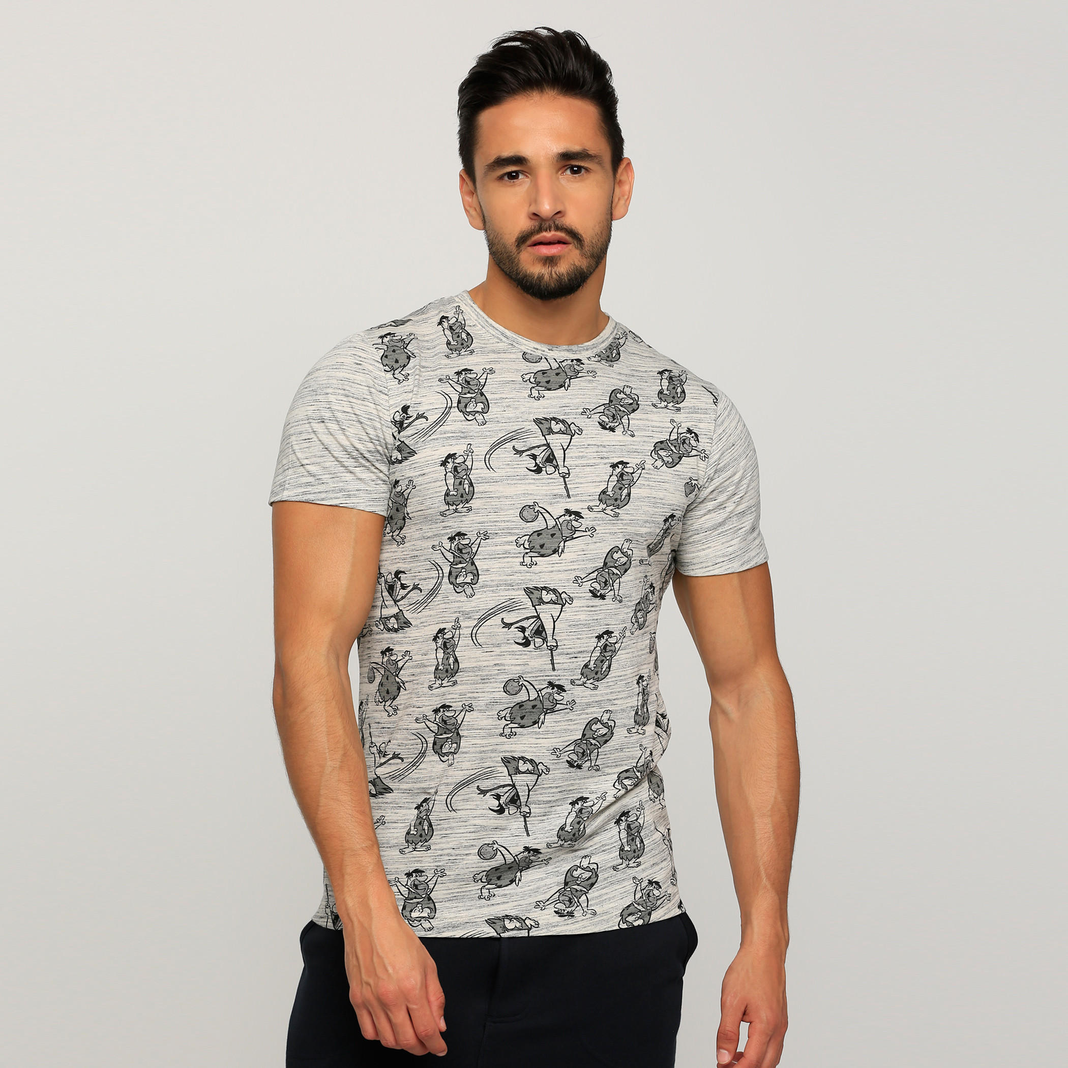 تيشيرت بياقة مستديرة وأكمام قصيرة بطبعات ذا فلينستونز-men-clothing-tshirtsandpolos-tshirts-image-1