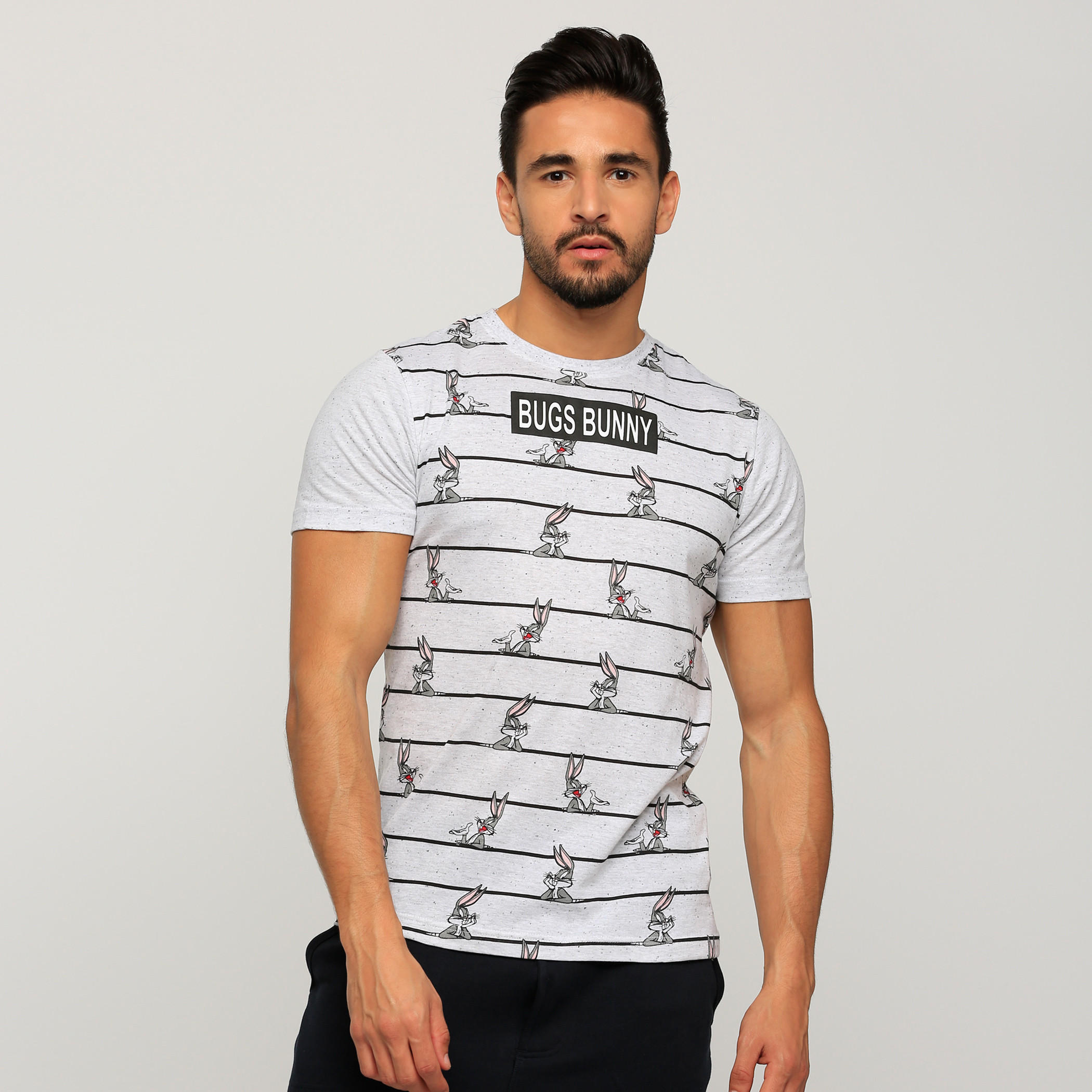 Bugs Bunny Printed Round Neck T-Shirt with Short Sleeves-men-clothing-tshirtsandpolos-tshirts-image-1