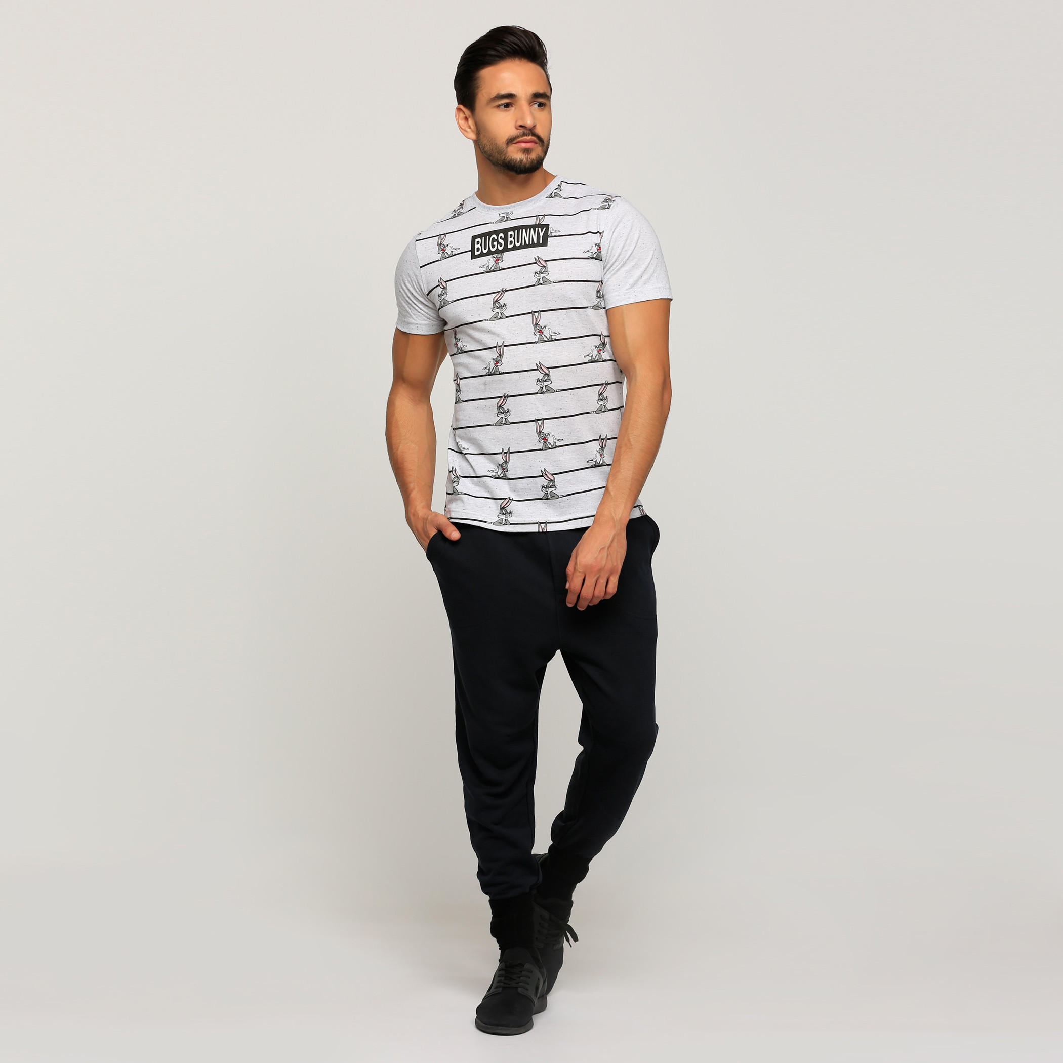 Bugs Bunny Printed Round Neck T-Shirt with Short Sleeves-men-clothing-tshirtsandpolos-tshirts-image-5