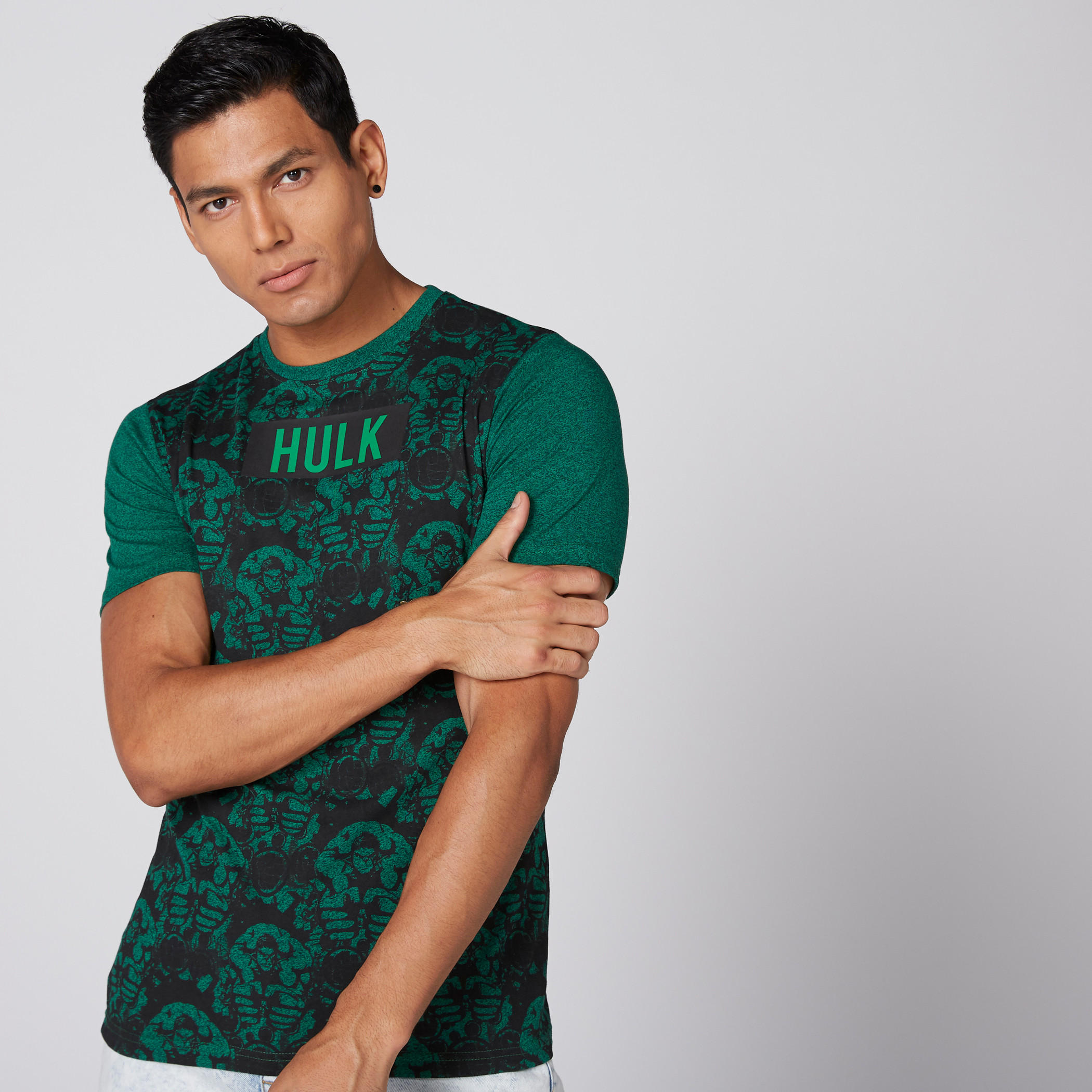 تيشيرت بياقة مستديرة وأكمام قصيرة وطبعات هالك-men-clothing-tshirtsandpolos-tshirts-image-1