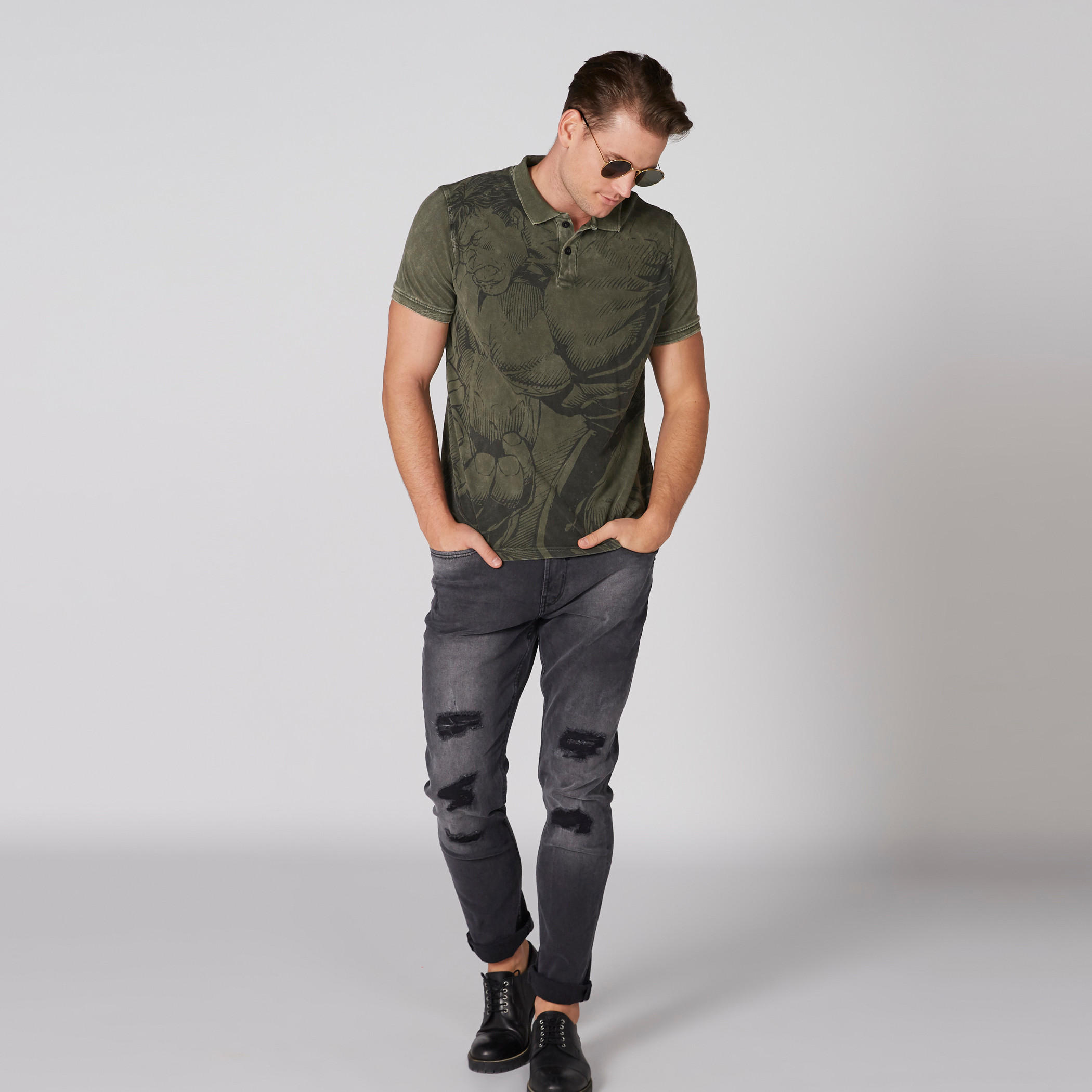 تيشيرت بياقة مستديرة وأكمام قصيرة وطبعات هالك-men-clothing-tshirtsandpolos-polos-image-1