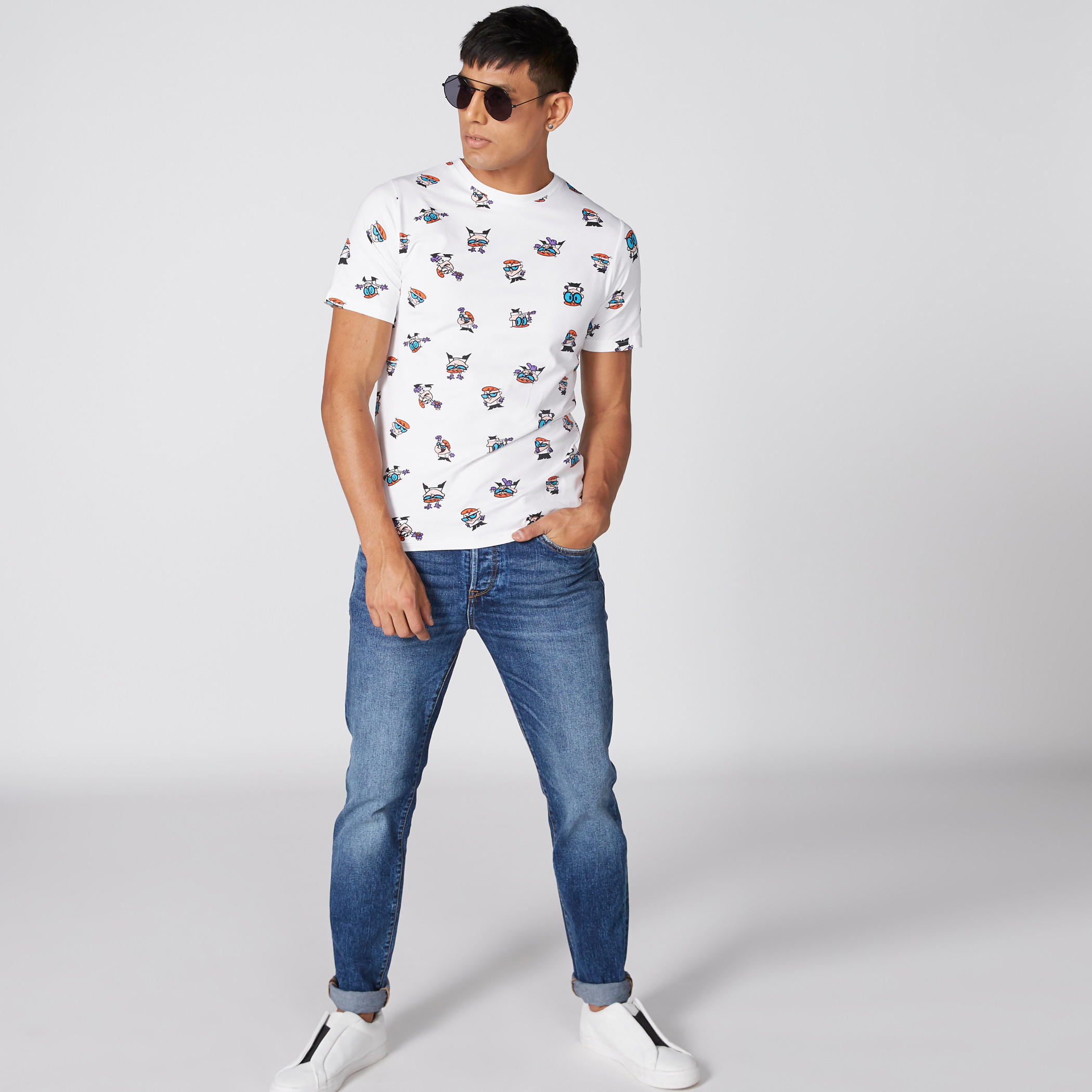 تيشيرت بطبعات وياقة مستديرة وأكمام قصيرة-men-clothing-tshirtsandpolos-tshirts-image-1
