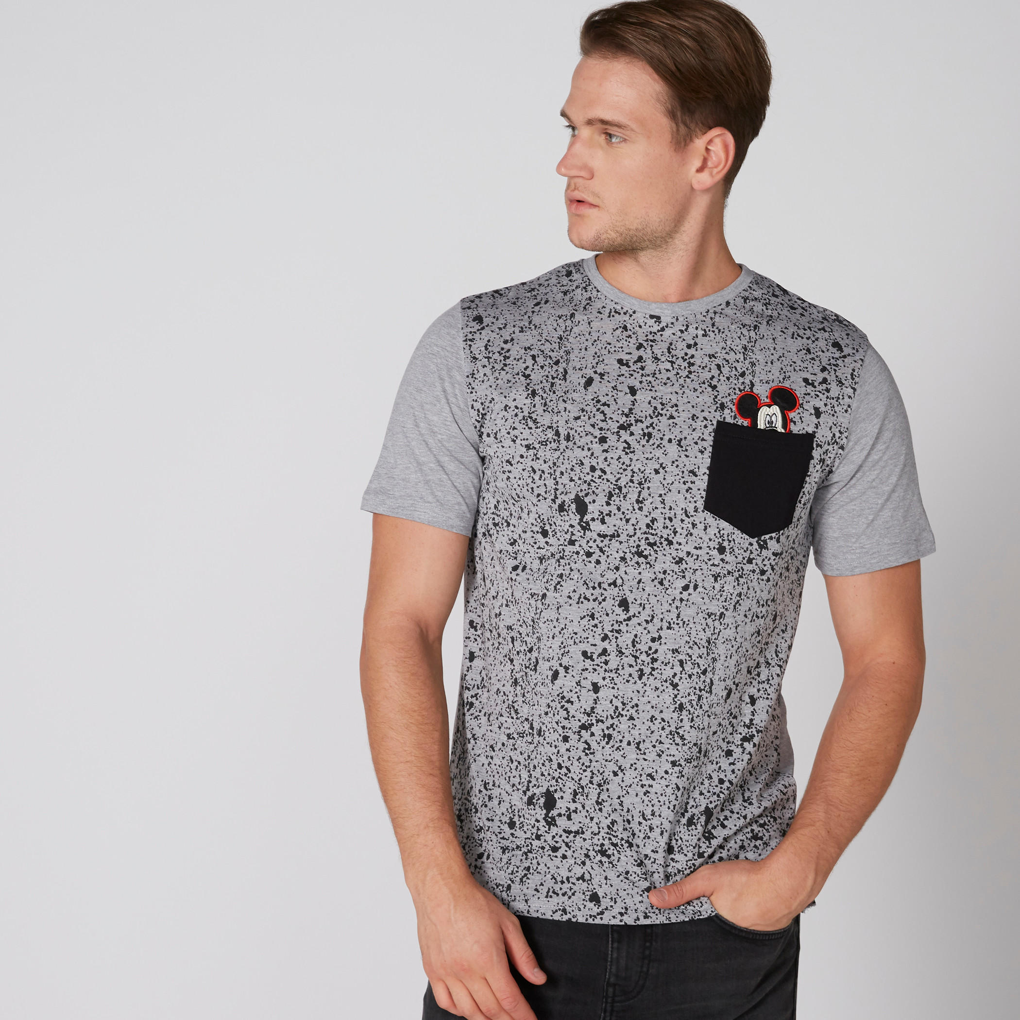 تيشيرت بياقة مستديرة وأكمام قصيرة وطبعات ميكي ماوس-men-clothing-tshirtsandpolos-tshirts-image-1