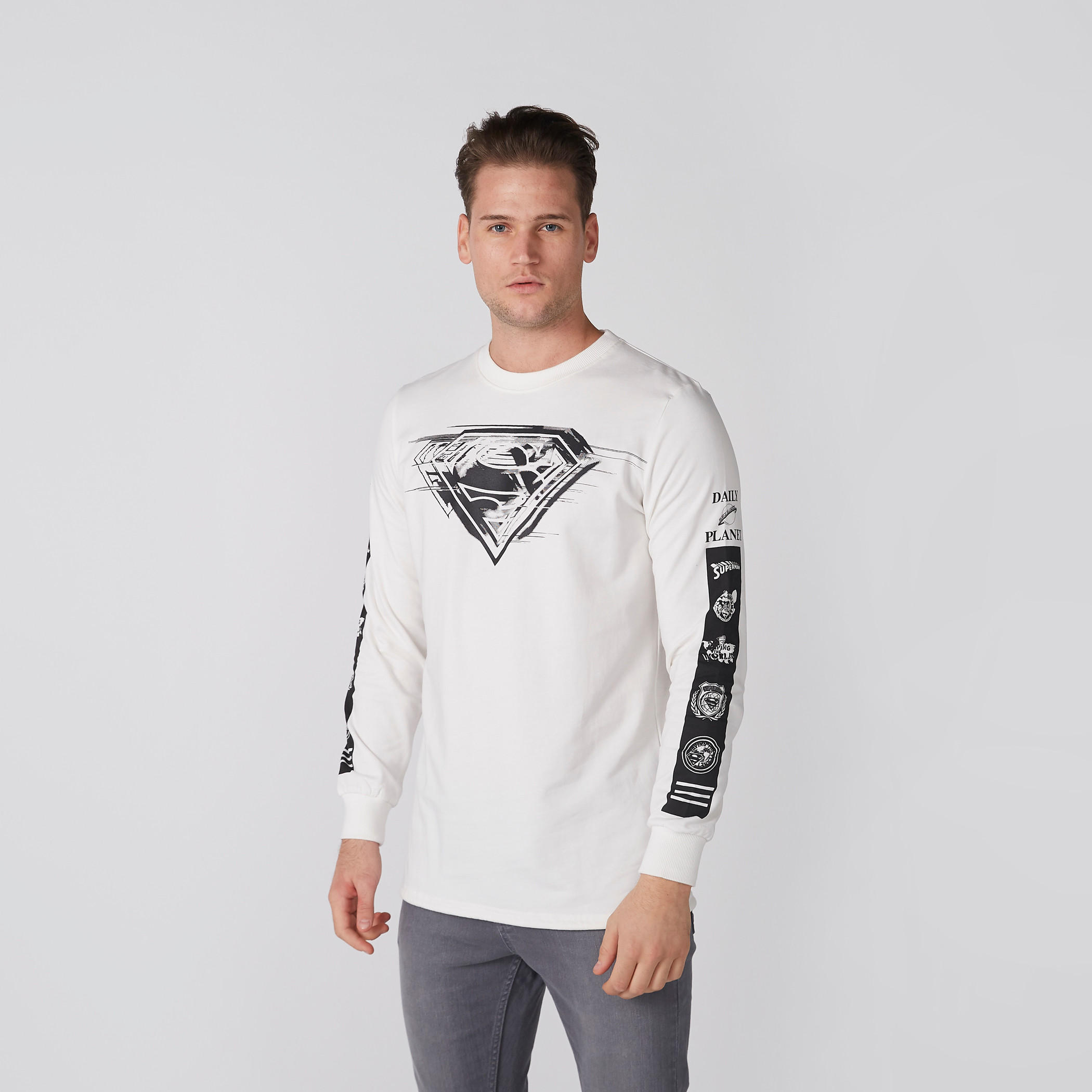 Superman Printed Sweatshirt with Crew Neck and Long Sleeves-men-winterwear-hoodiesandsweatshirts-image-1