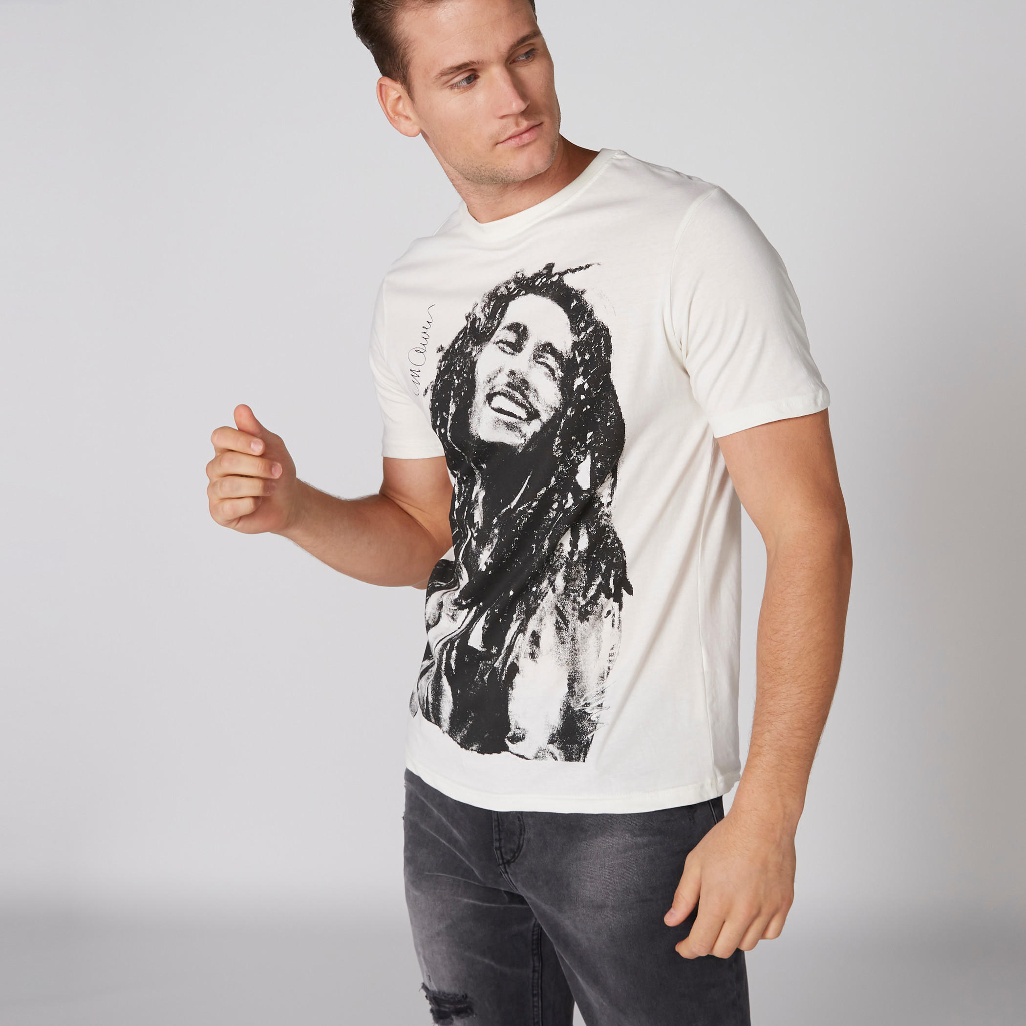Bob Marley Printed T-Shirt with Round Neck and Short Sleeves-men-clothing-tshirtsandpolos-tshirts-image-1