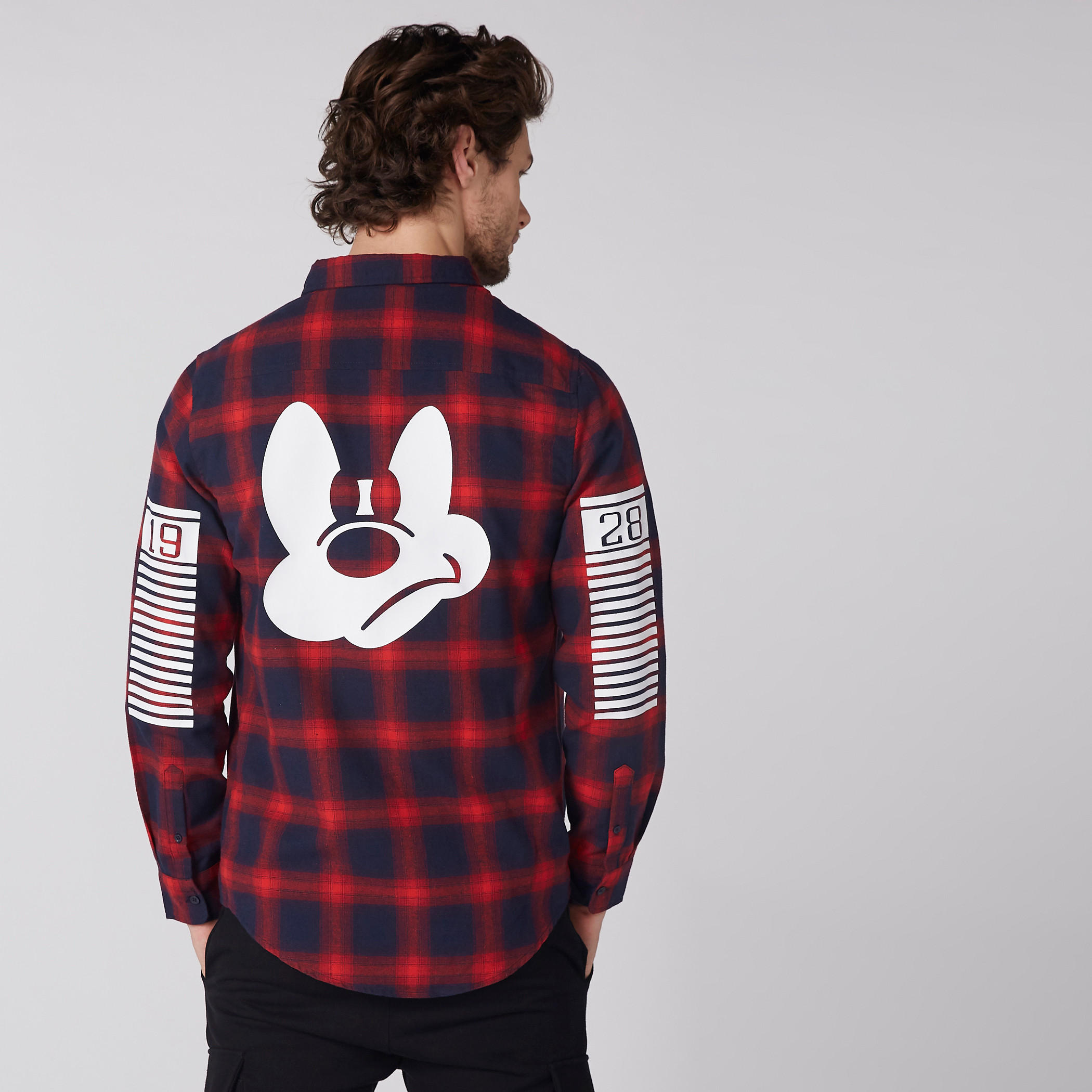 قميص كاروهات بأكمام طويلة وأزرار ميكي ماوس-men-clothing-shirts-image-3