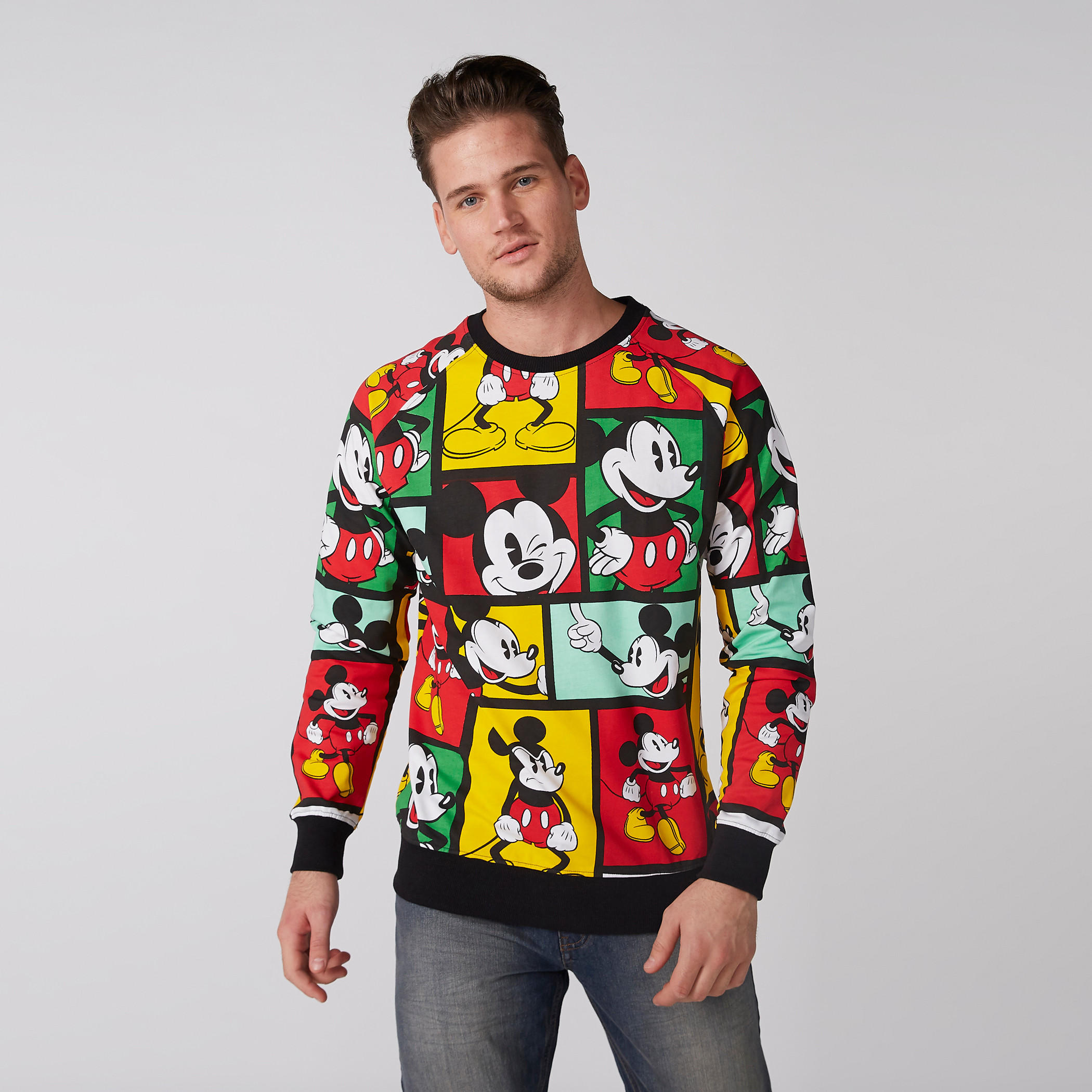 سويت شيرت بياقة ضيّقة وأكمام طويلة وطبعات ميكي ماوس-men-winterwear-hoodiesandsweatshirts-image-1