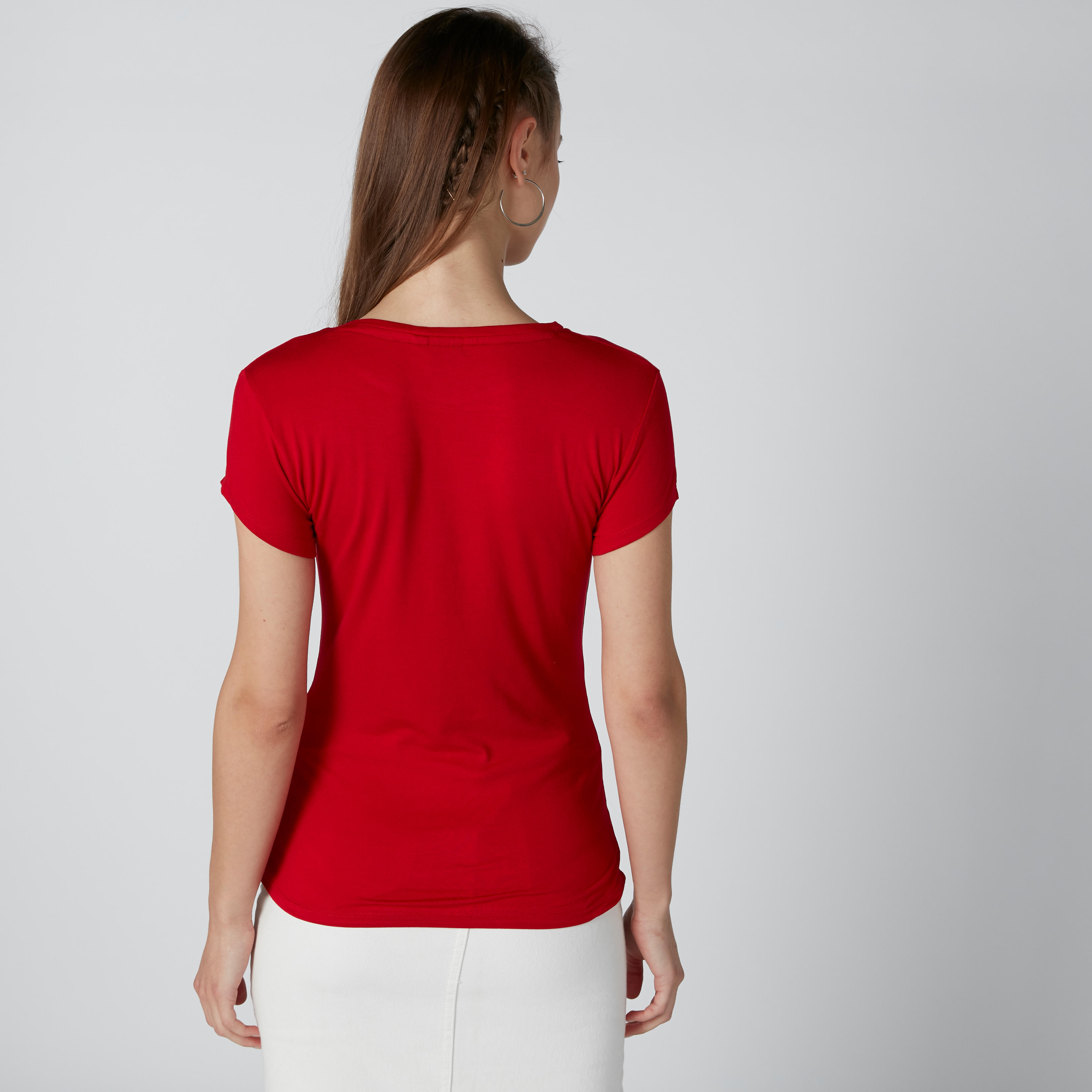 تيشيرت بأكمام كاب وياقة مستديرة وطبعات ميكي ماوس-women-clothing-tshirts-image-1