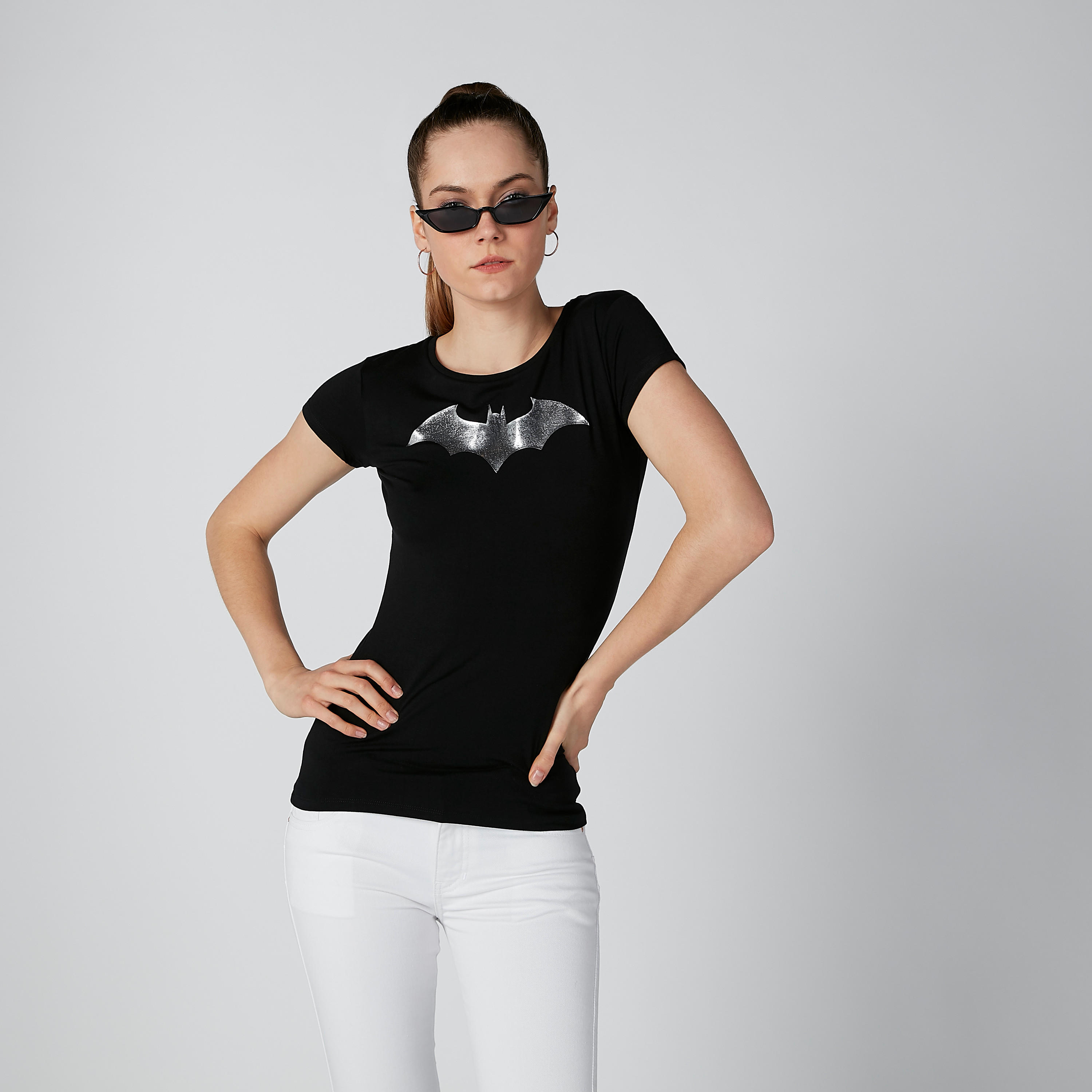 Batman Printed T-shirt with Round Neck-women-clothing-tshirts-image-1