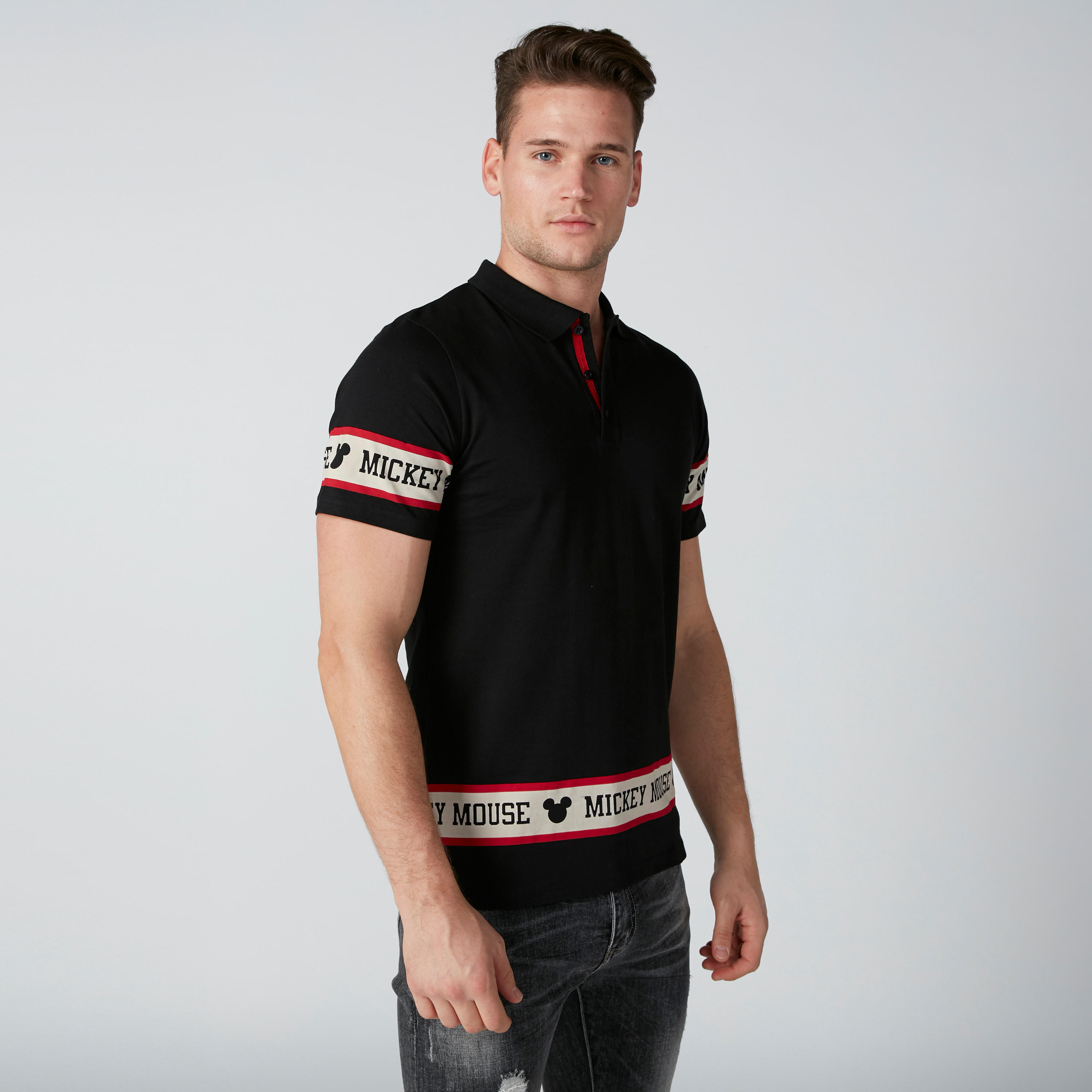 تيشيرت بياقة بولو وأكمام قصيرة وطبعات ميكي ماوس-men-clothing-tshirtsandpolos-polos-image-1