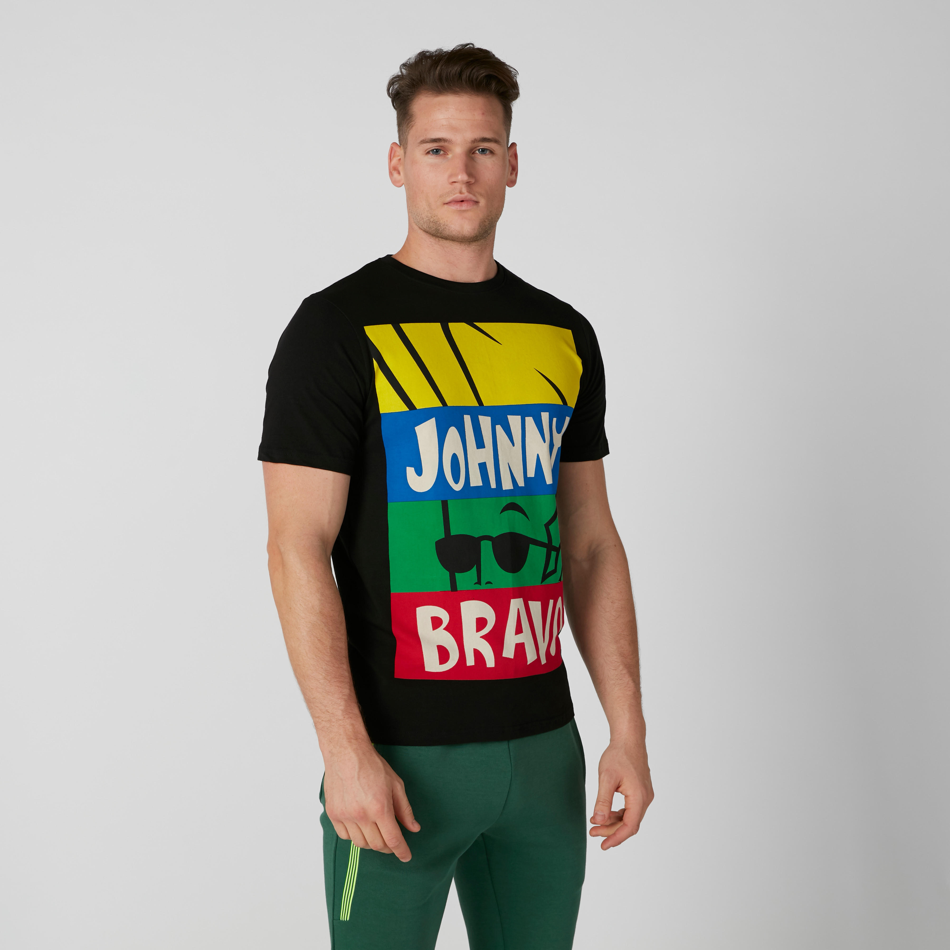 تيشيرت سليم فيت بياقة ضيّقة وطبعات جوني برافو-men-clothing-tshirtsandpolos-tshirts-image-1