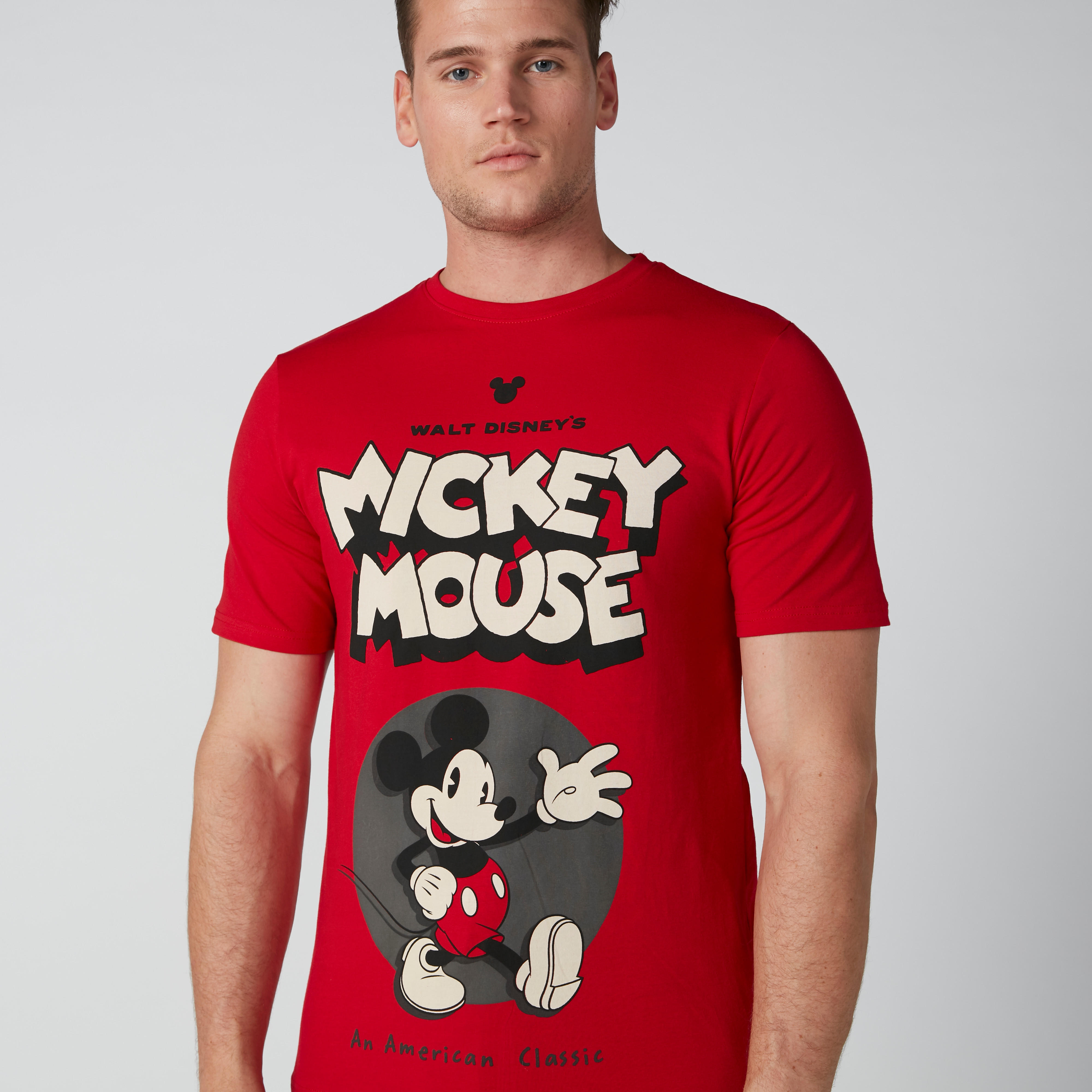 Mickey Mouse Printed T-Shirt with Crew Neck and Short Sleeves-men-clothing-tshirtsandpolos-tshirts-image-5