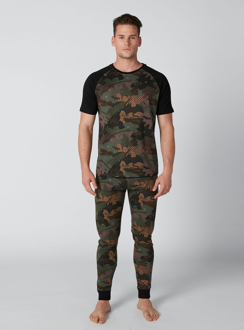 Batman Printed Round Neck T-Shirt with Jog Pants-men-clothing-nightwear-sets-image-1