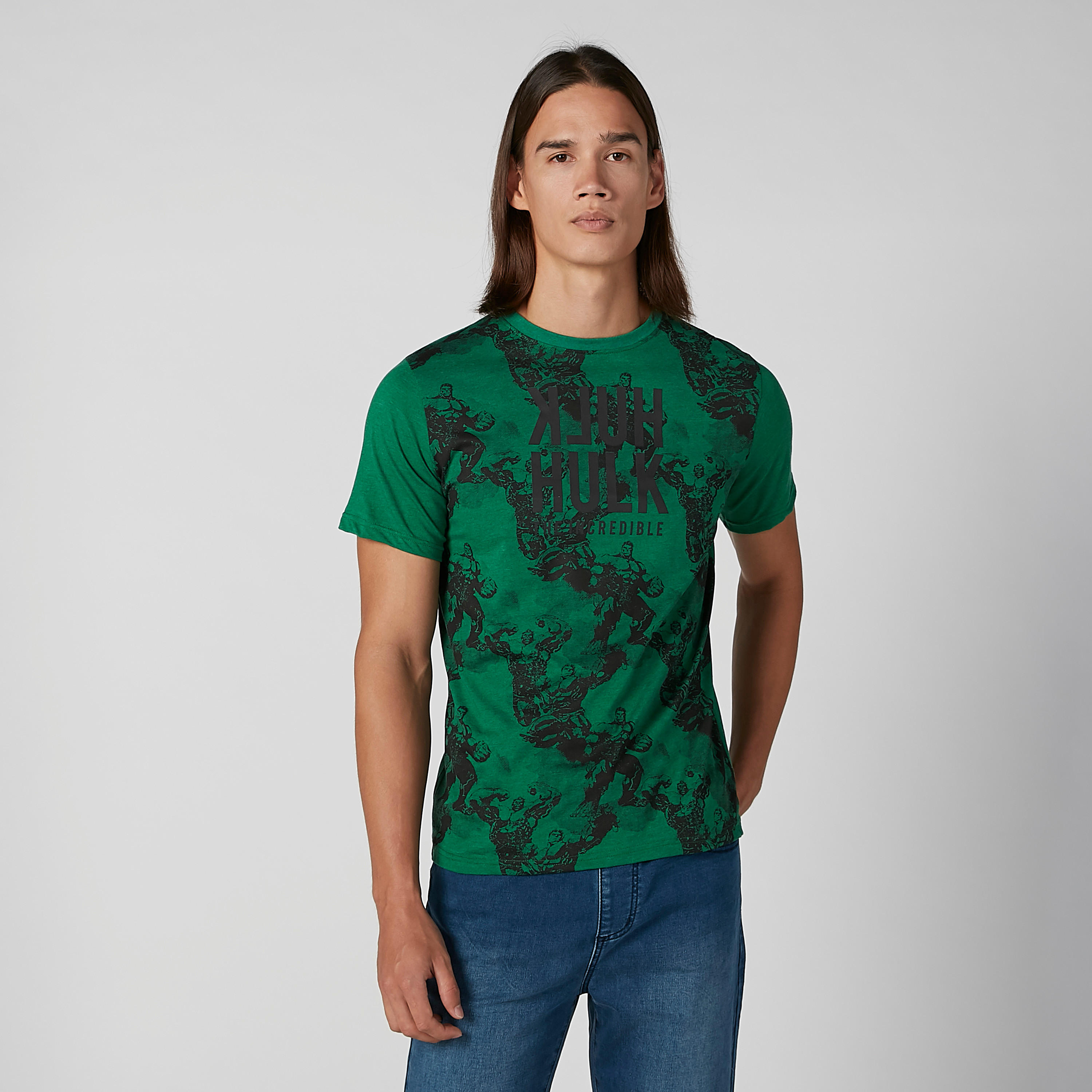 Slim Fit Hulk Printed T-shirt with Crew Neck and Short Sleeves-men-clothing-tshirtsandpolos-tshirts-image-1
