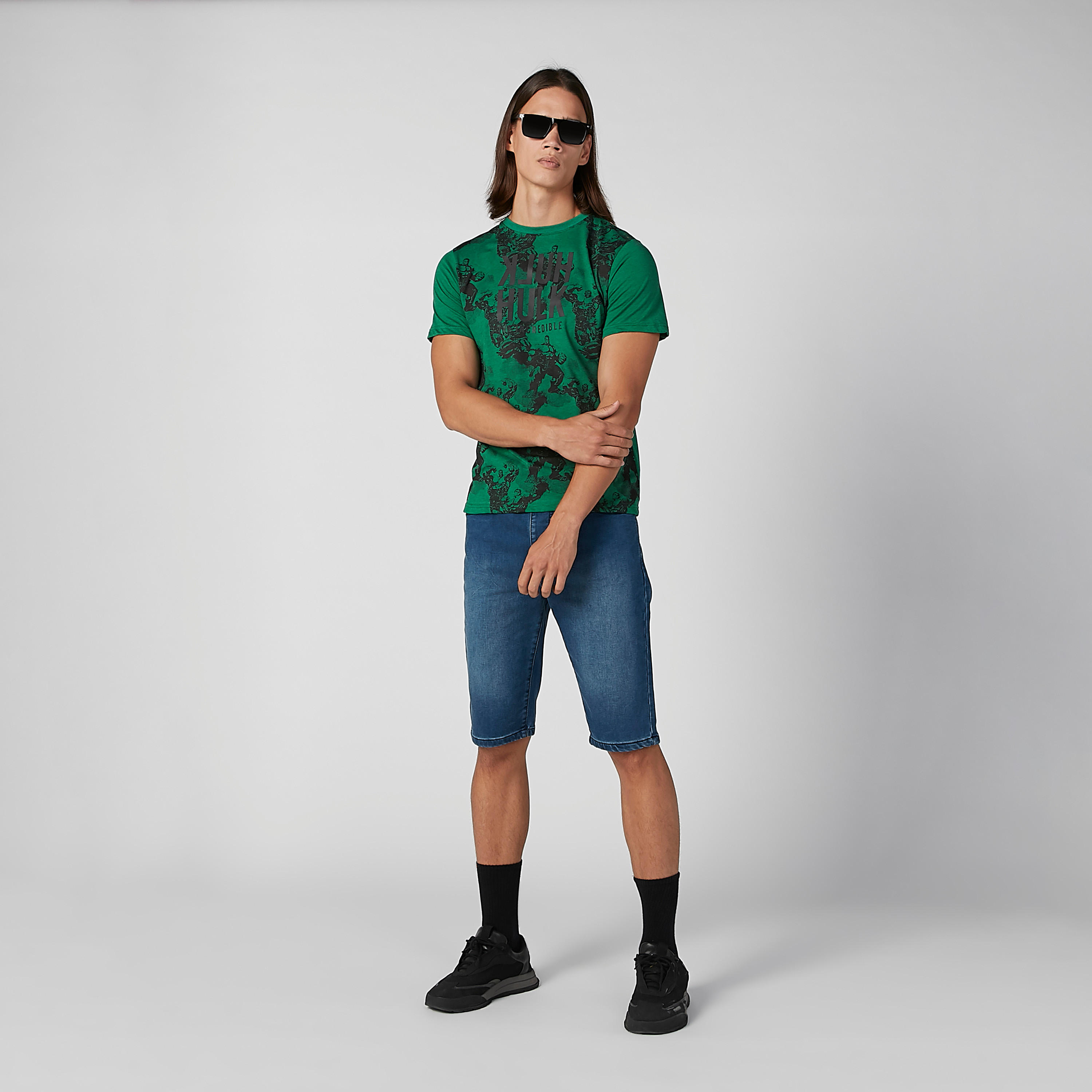 Slim Fit Hulk Printed T-shirt with Crew Neck and Short Sleeves-men-clothing-tshirtsandpolos-tshirts-image-2