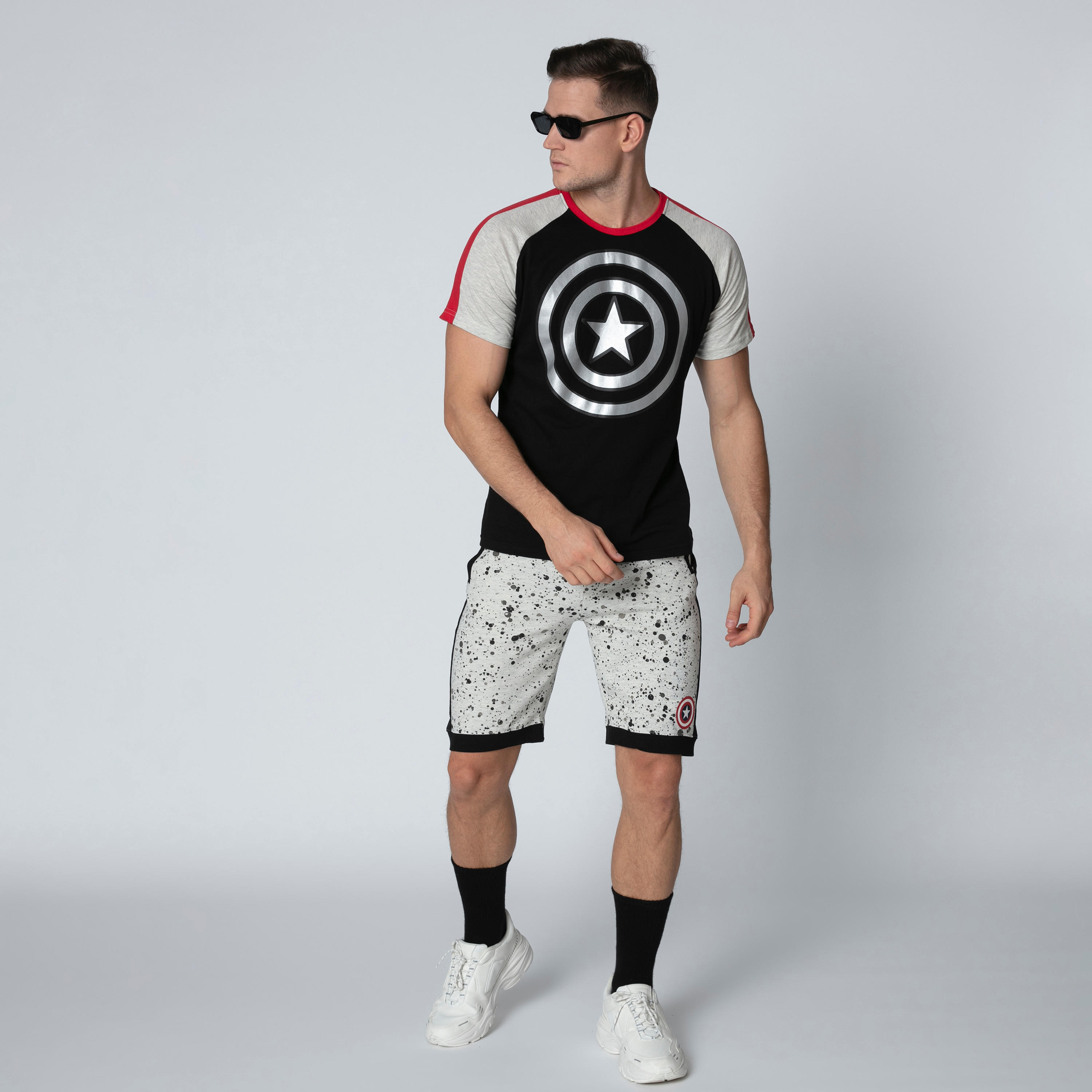 تيشيرت بياقة مستديرة وأكمام قصيرة وطبعات كابتن أمريكا-men-clothing-tshirtsandpolos-tshirts-image-3