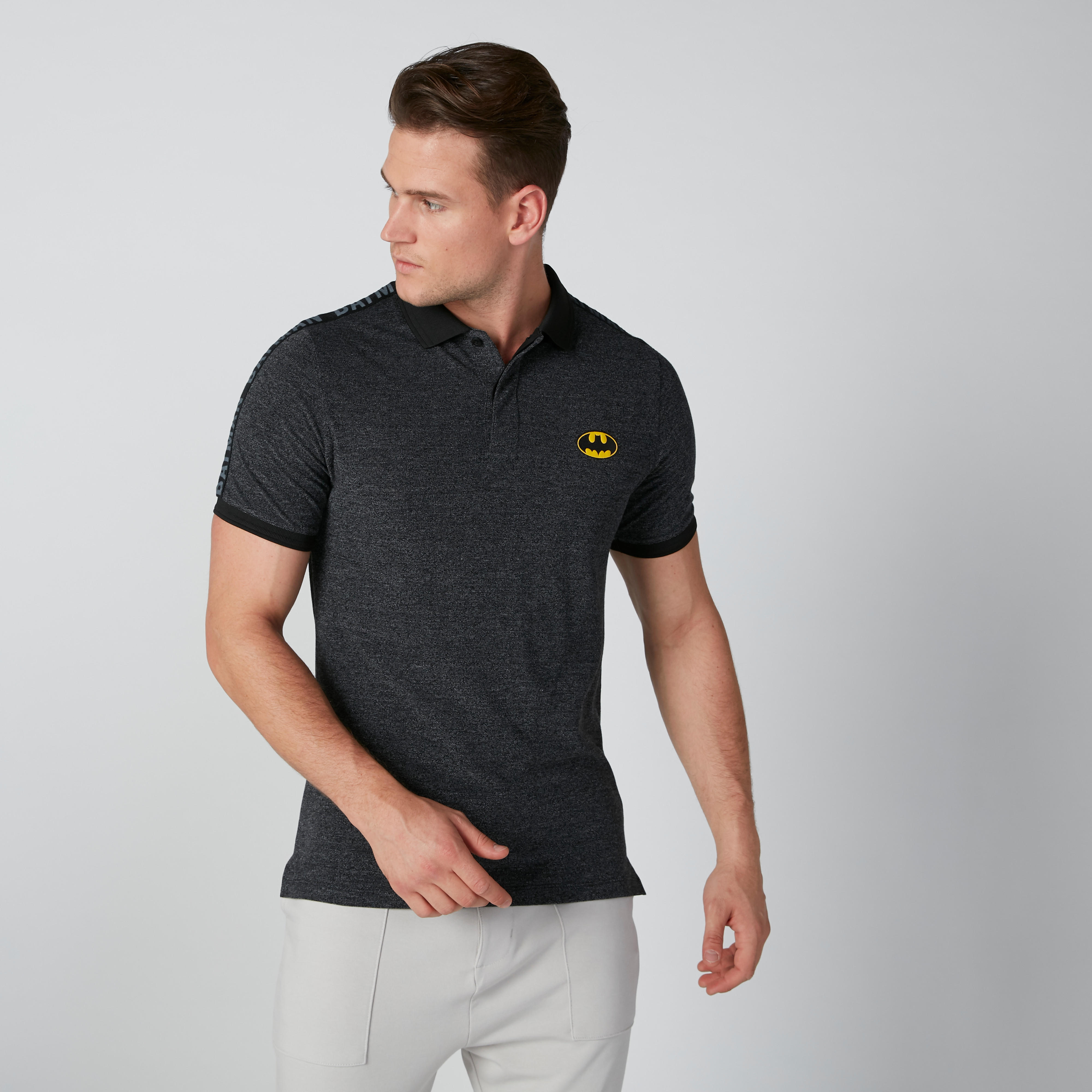 تيشيرت بياقة بولو وشريطة وطبعات باتمان-men-clothing-tshirtsandpolos-polos-image-1