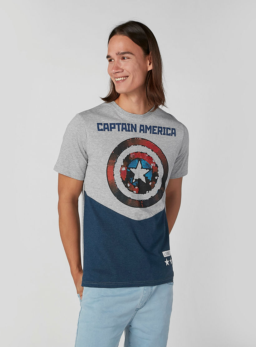 تيشيرت مستدام سليم بياقة ضيّقة وطبعات كابتن أمريكا -men-clothing-tshirtsandpolos-tshirts-image-1