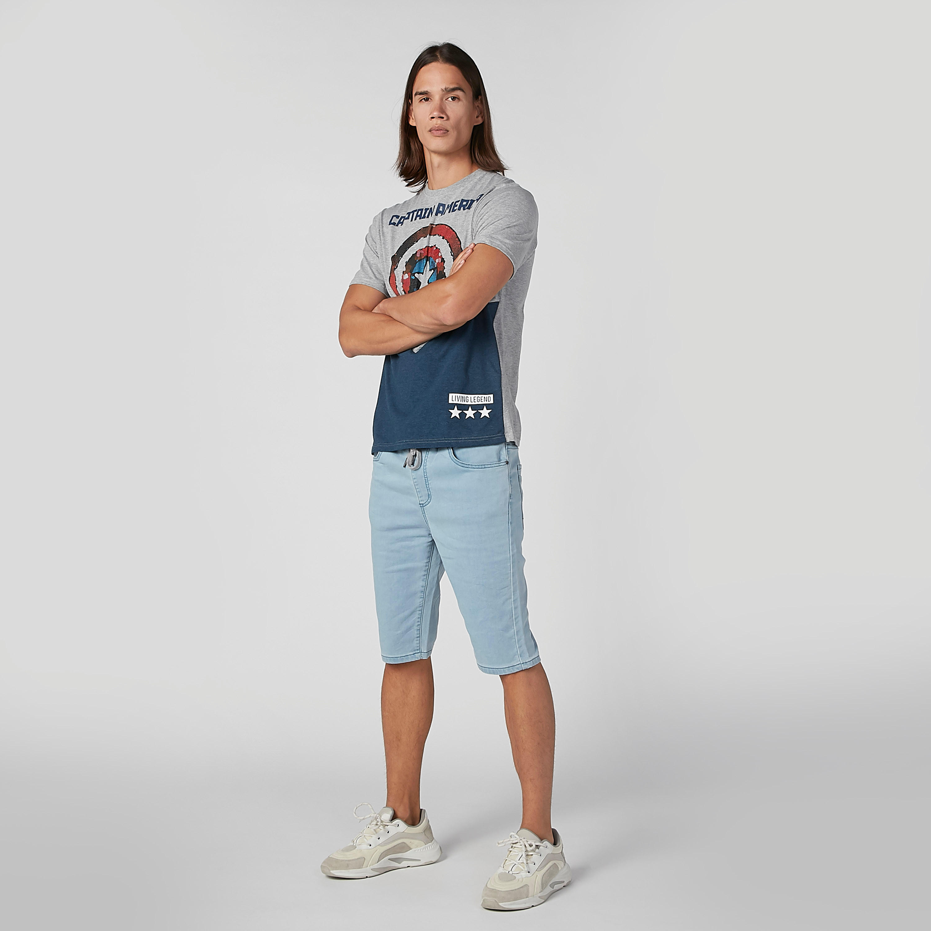 تيشيرت مستدام سليم بياقة ضيّقة وطبعات كابتن أمريكا -men-clothing-tshirtsandpolos-tshirts-image-2