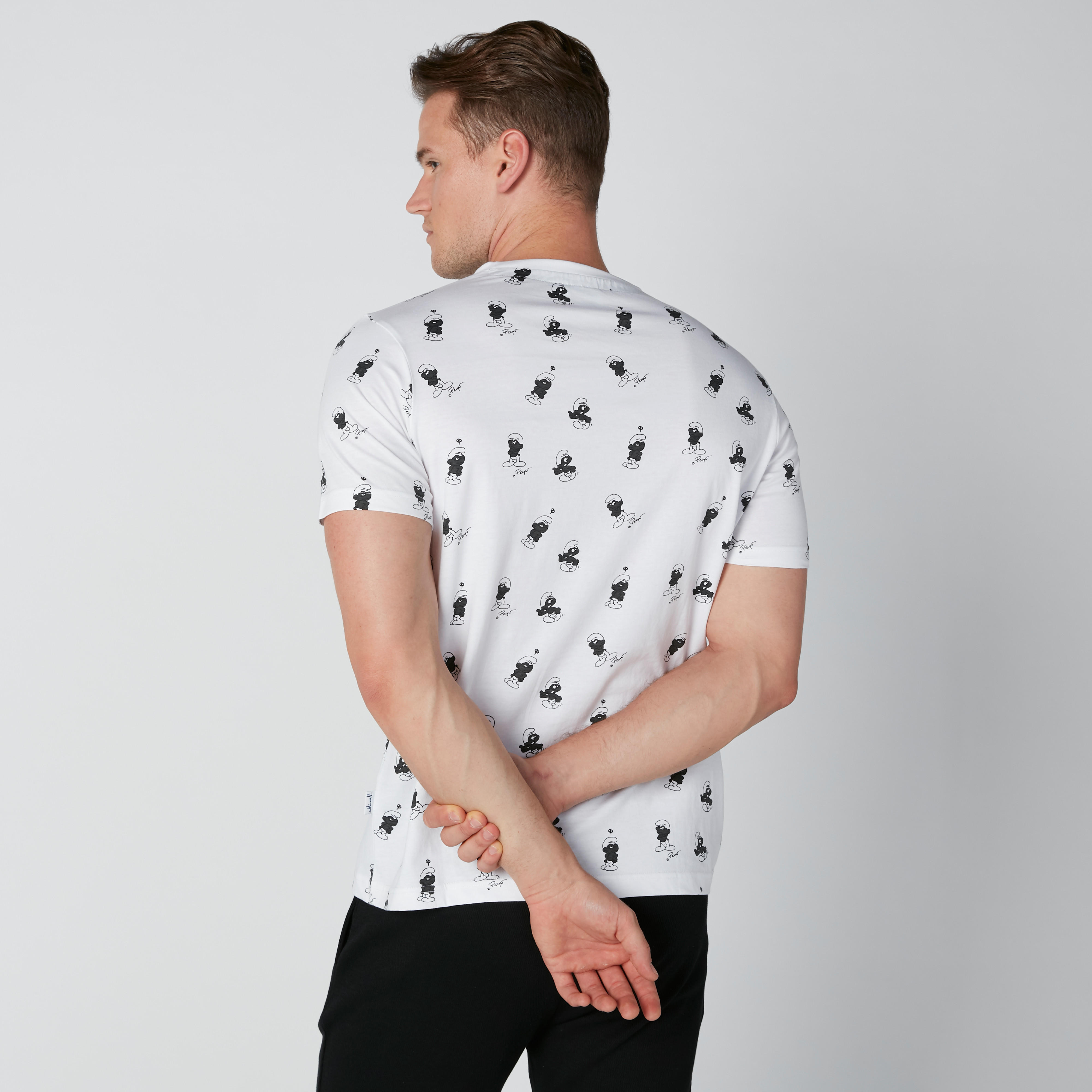 The Smurfs Printed T-Shirt with Short Sleeves-men-clothing-tshirtsandpolos-tshirts-image-3