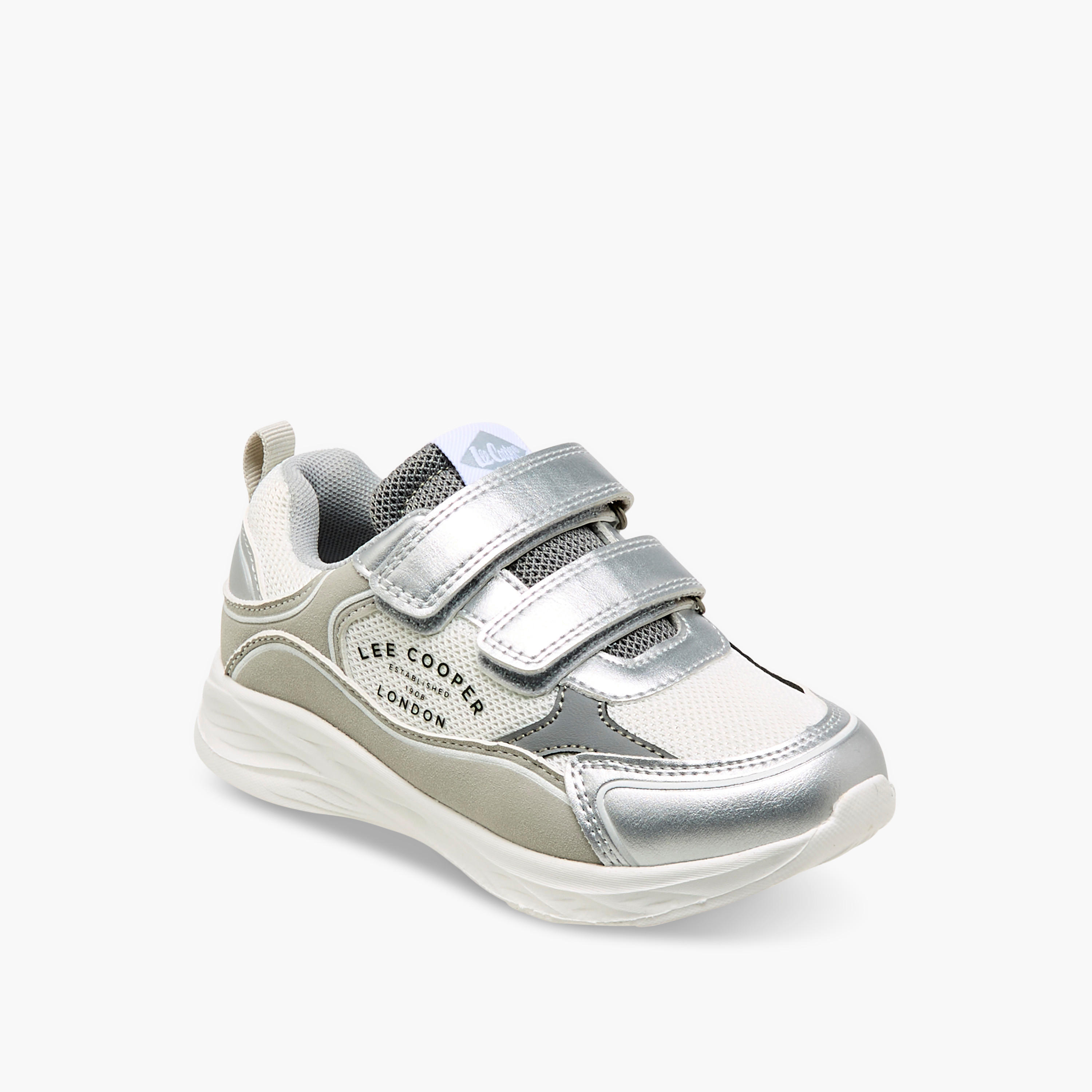 Lee Cooper Girls' Panelled Sneakers with Hook and Loop Closure-girls-shoes-sneakers-image-2