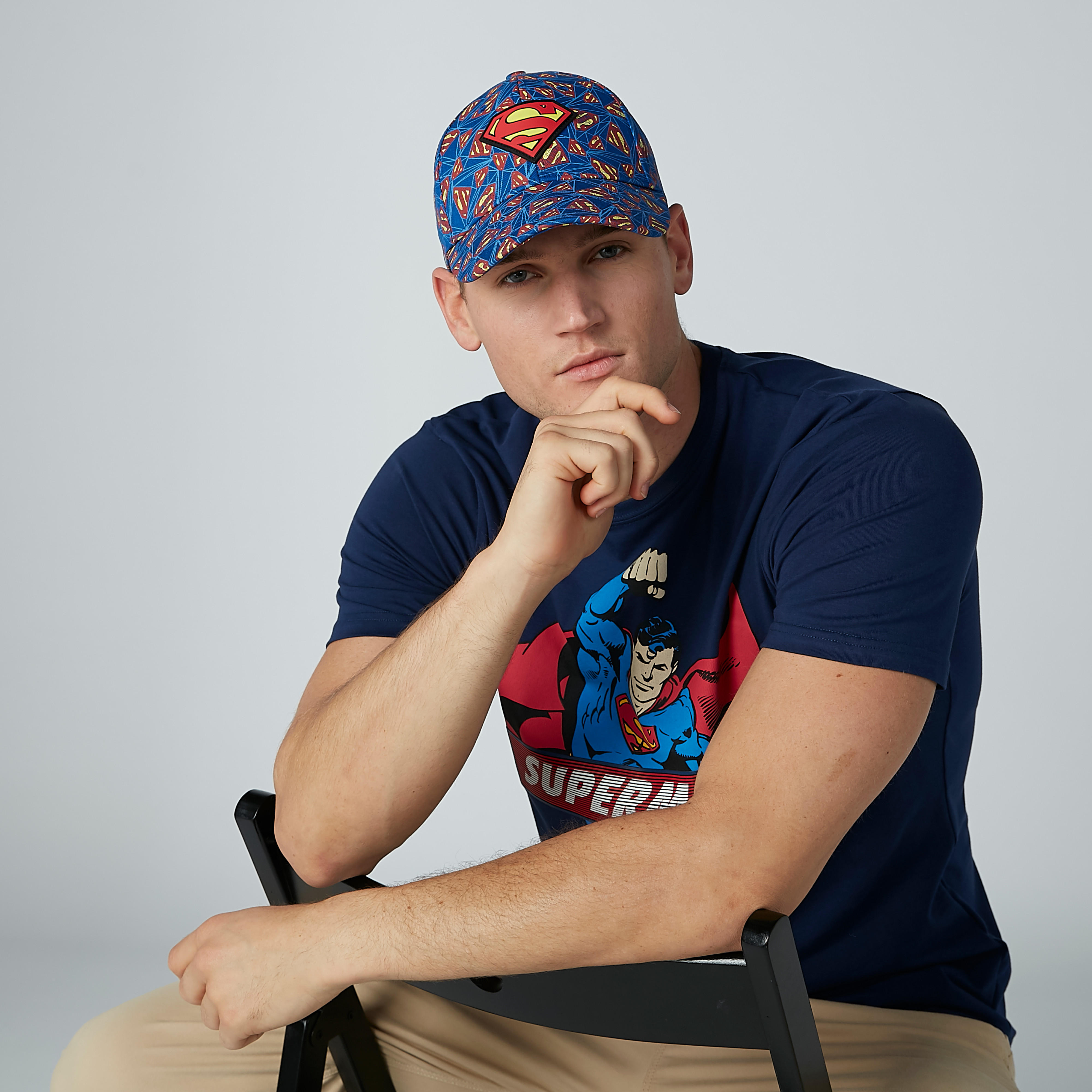 قبعة كاب بثنية إغلاق وتزيينات وطبعات سوبرمان-men-caps-image-2