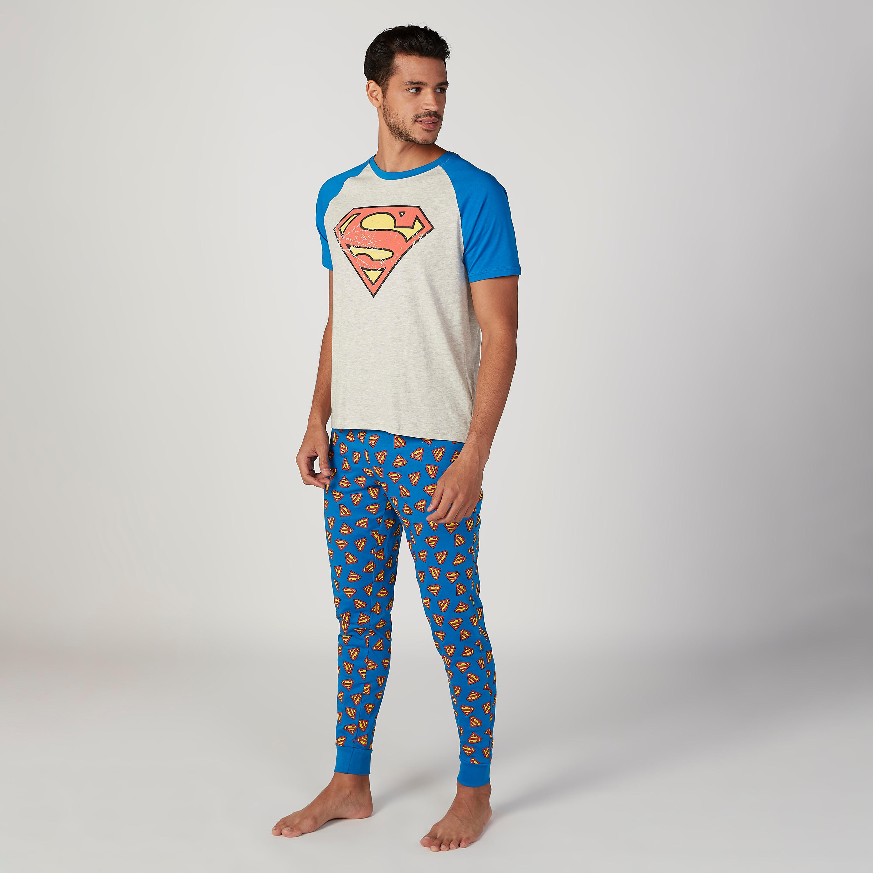 Superman Printed T-shirt and Pyjamas Set-men-clothing-nightwear-sets-image-1
