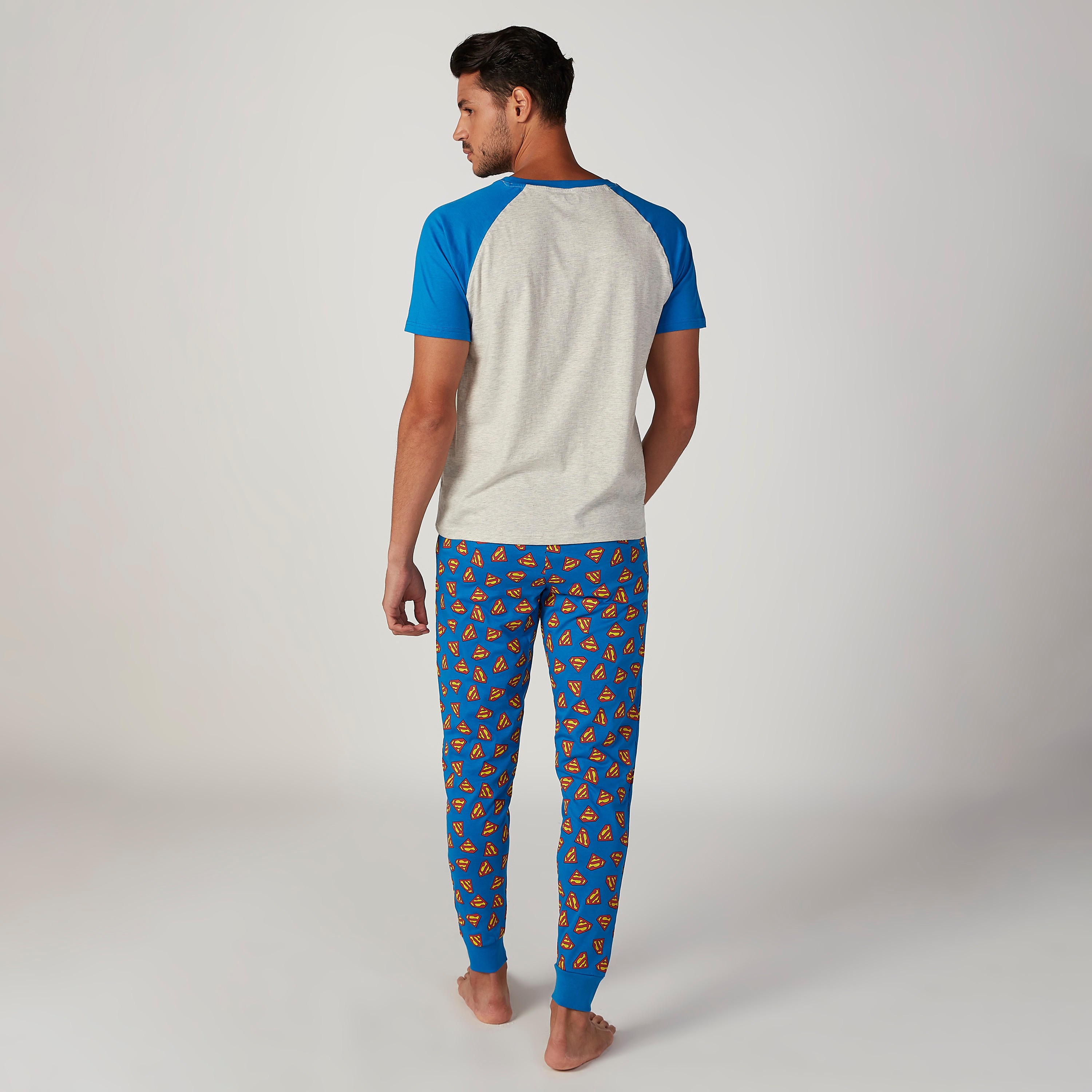 Superman Printed T-shirt and Pyjamas Set-men-clothing-nightwear-sets-image-2