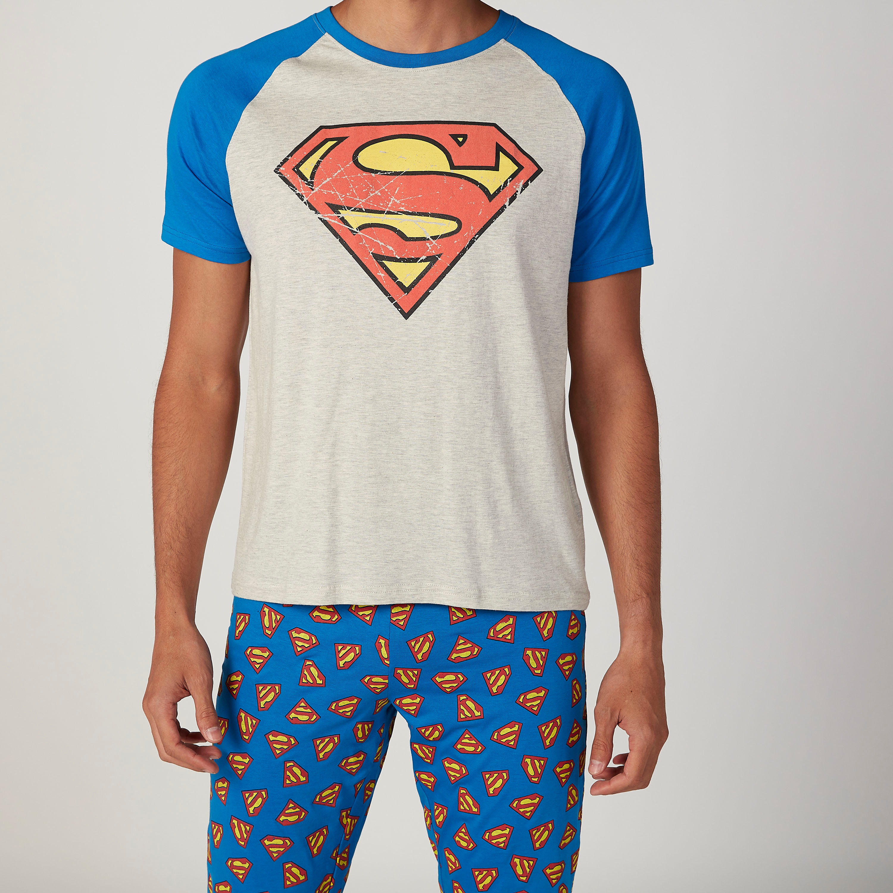 Superman Printed T-shirt and Pyjamas Set-men-clothing-nightwear-sets-image-3