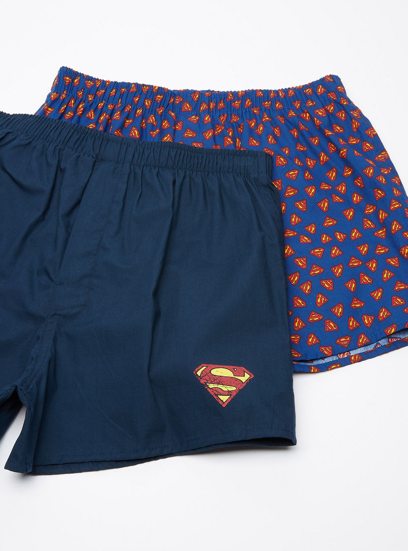 سراويل بوكسر بخصر مطّاطي وطبعات سوبرمان - طقم من قطعتين-men-clothing-innerwear-underwear-image-1