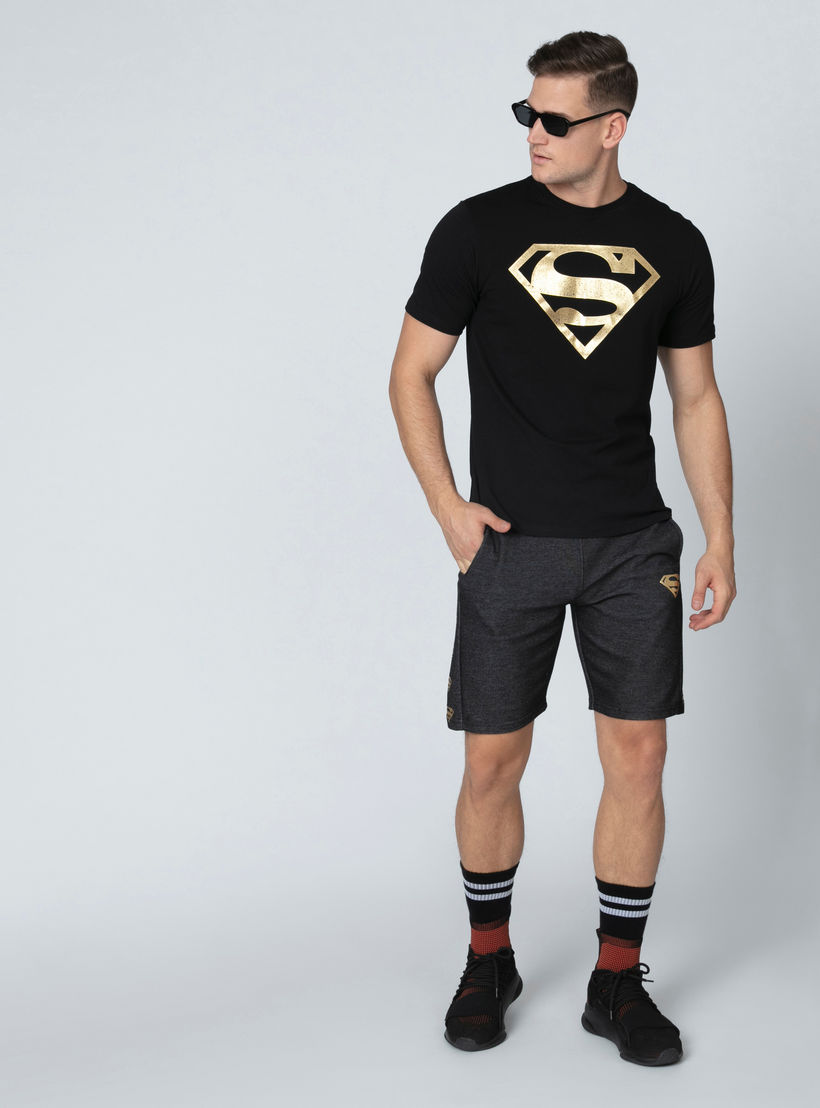 شورت بخصر مطّاطي وجيوب بطبعة سوبر مان-men-clothing-bottoms-shorts-image-1