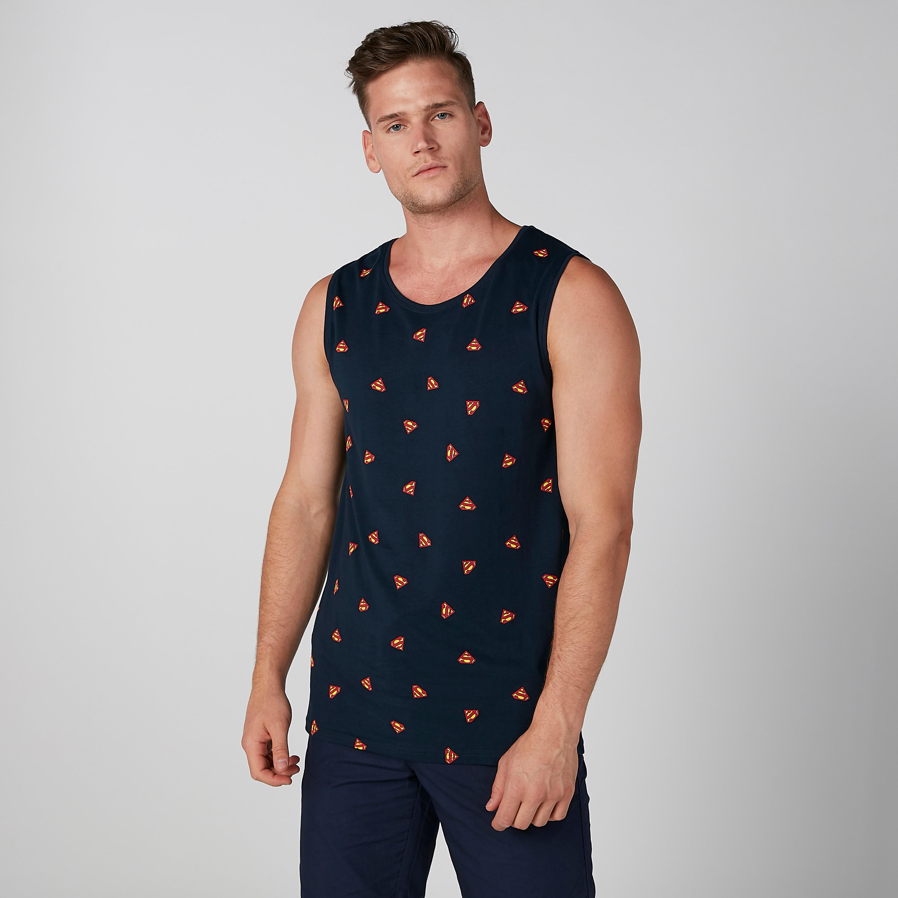 Superman Printed Sleeveless T-shirt with Scoop Neck-men-clothing-tshirtsandpolos-tshirts-image-1
