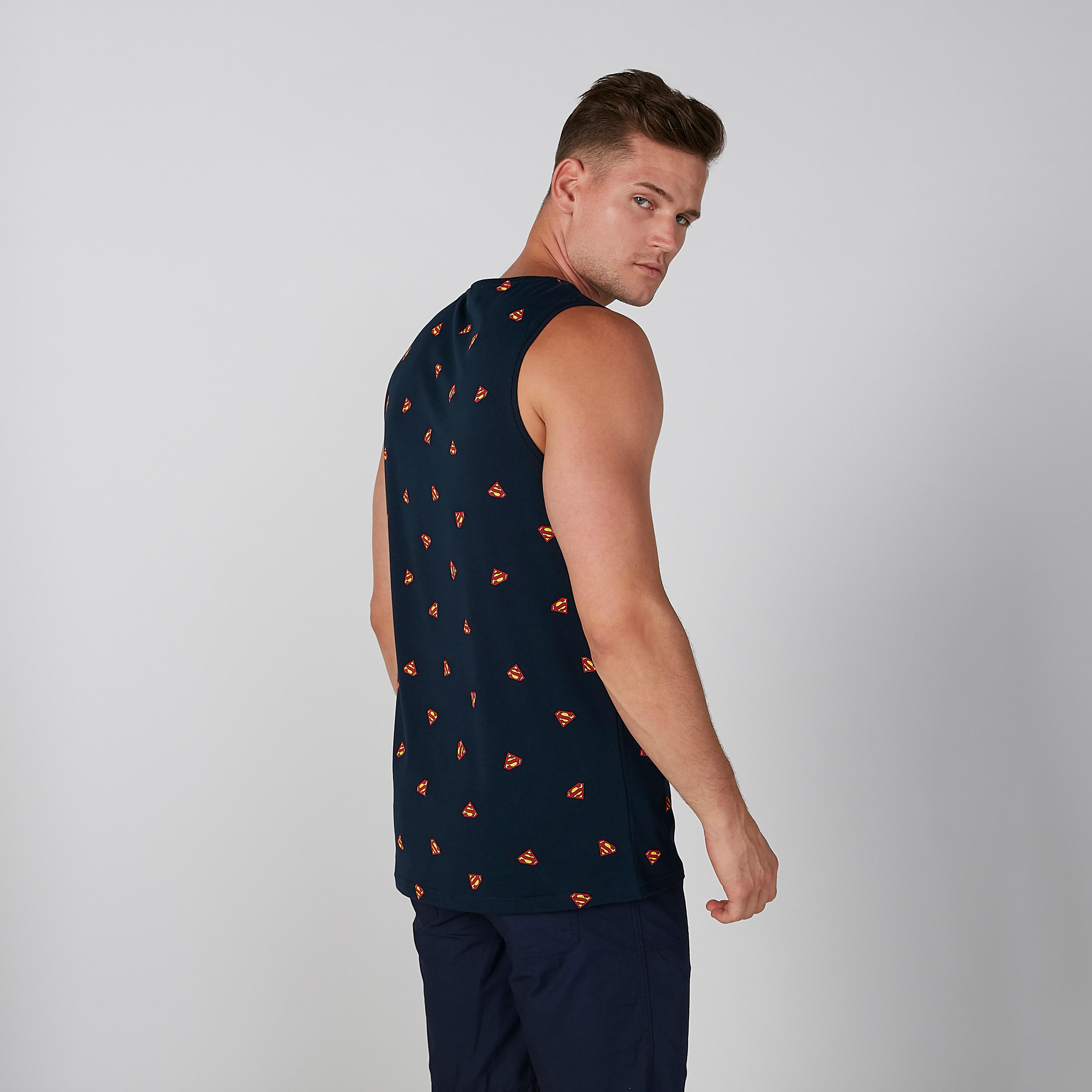 Superman Printed Sleeveless T-shirt with Scoop Neck-men-clothing-tshirtsandpolos-tshirts-image-2