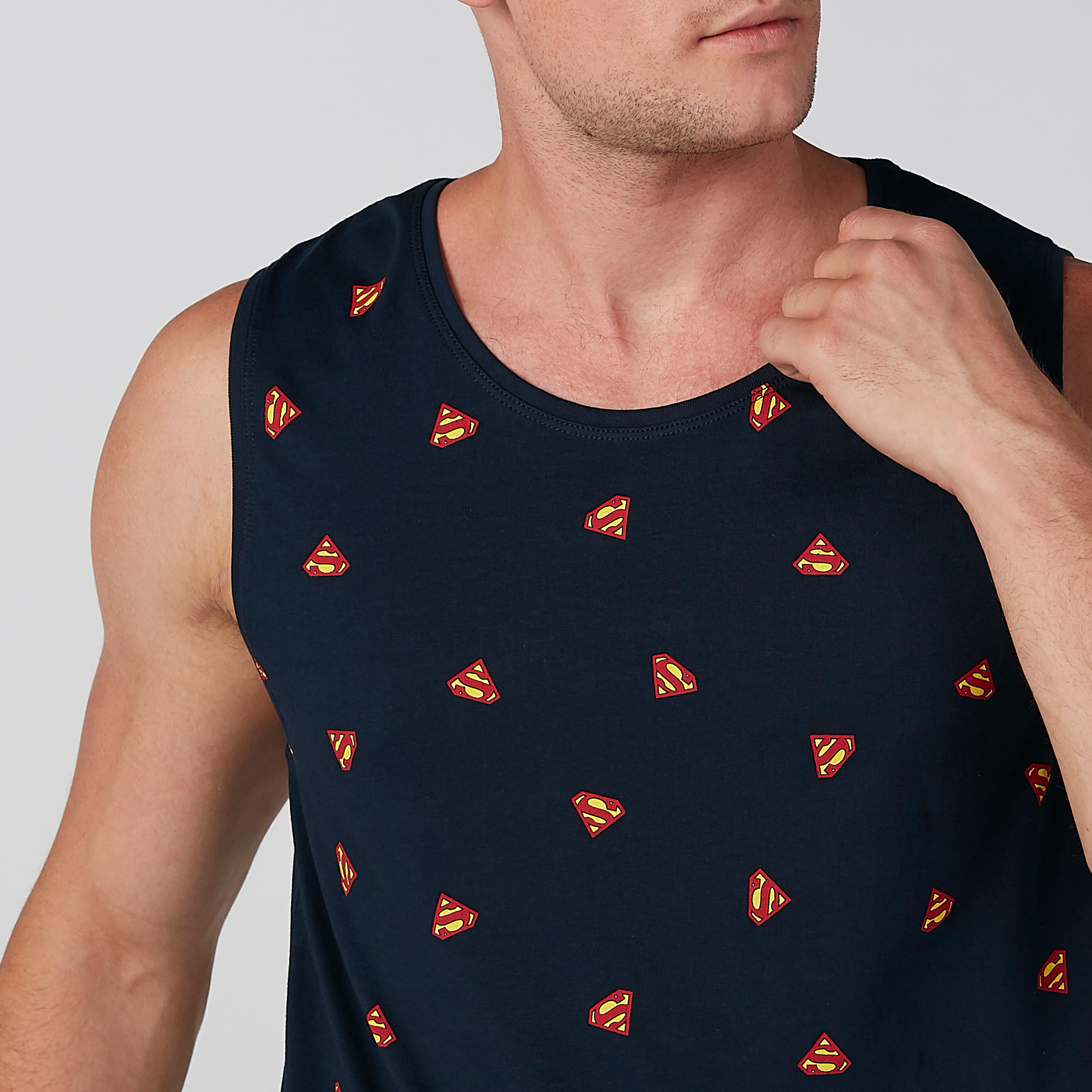 Superman Printed Sleeveless T-shirt with Scoop Neck-men-clothing-tshirtsandpolos-tshirts-image-4