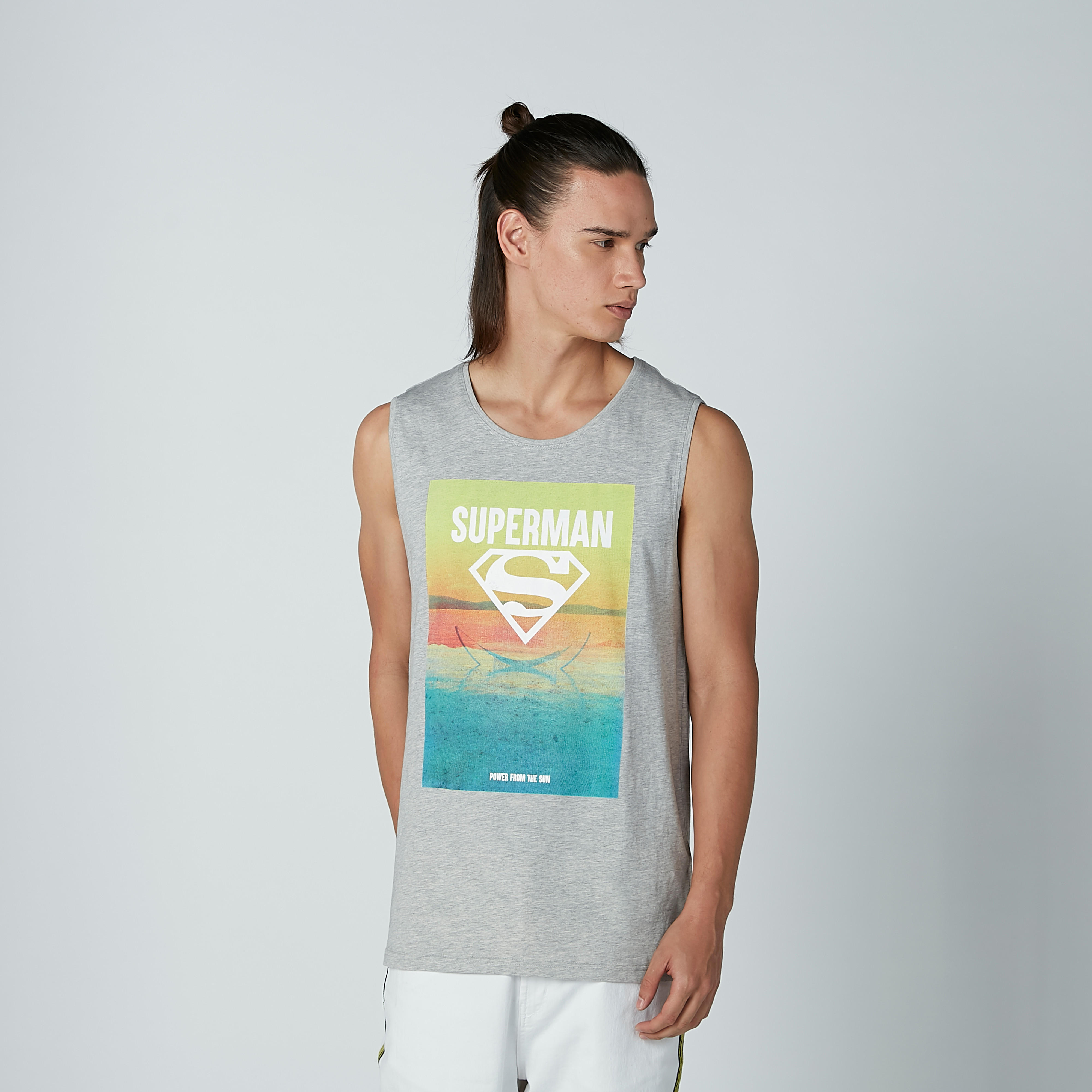 Superman Printed Sleeveless T-shirt with Round Neck-men-clothing-tshirtsandpolos-tshirts-image-1
