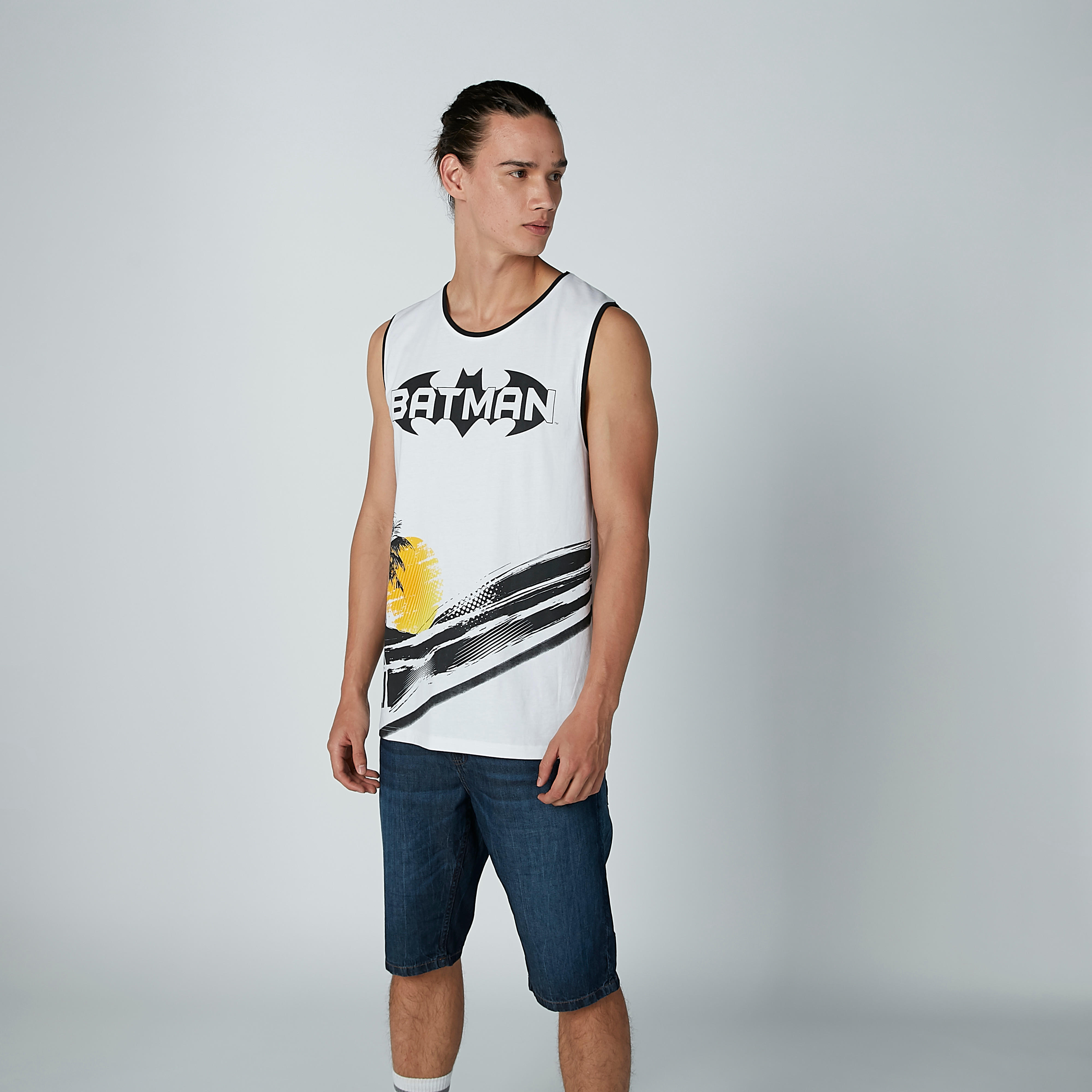 Batman Printed Sleeveless T-shirt with Round Neck-men-clothing-tshirtsandpolos-tshirts-image-1