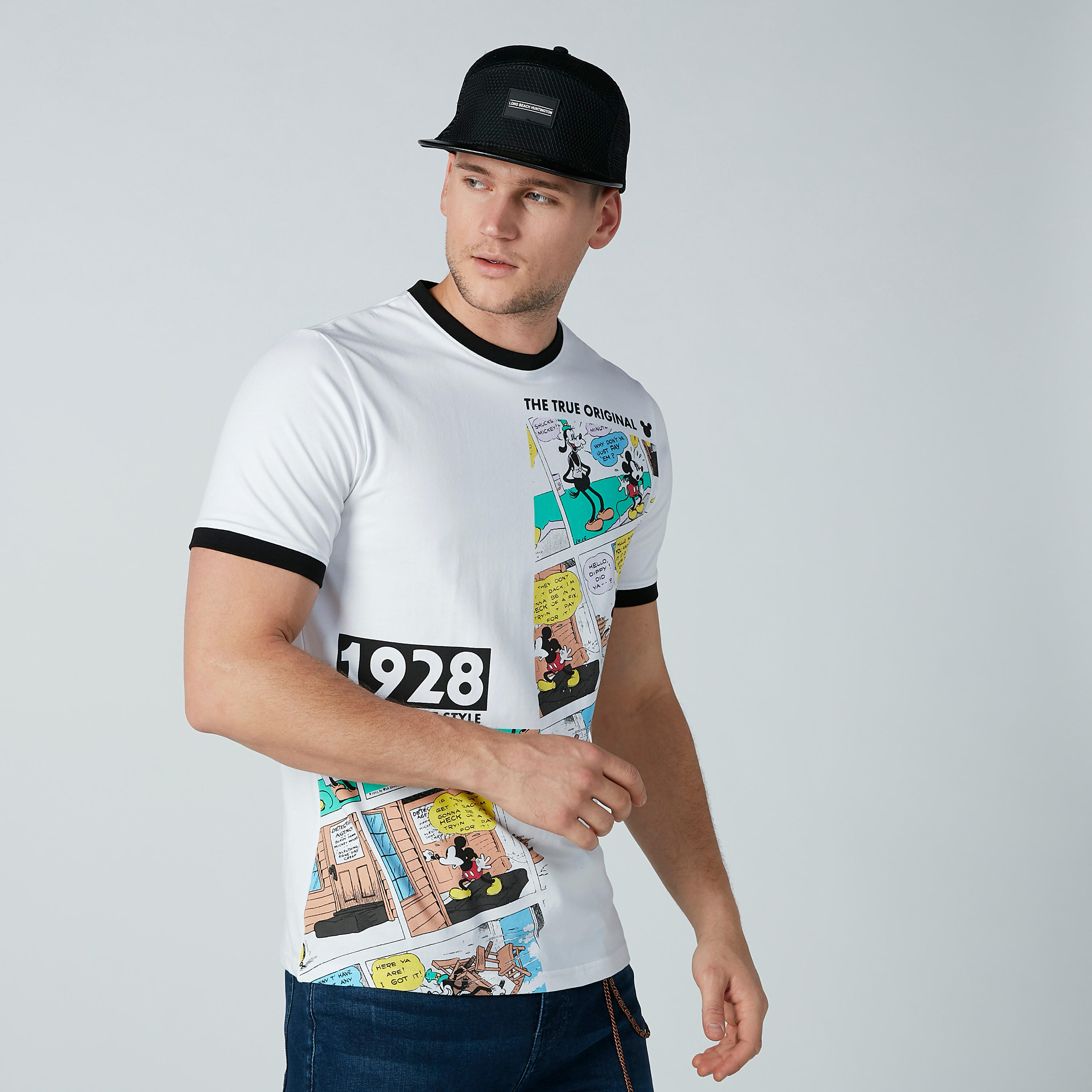 Sustainable Mickey Mouse Printed T-shirt with Short Sleeves-men-clothing-tshirtsandpolos-tshirts-image-1