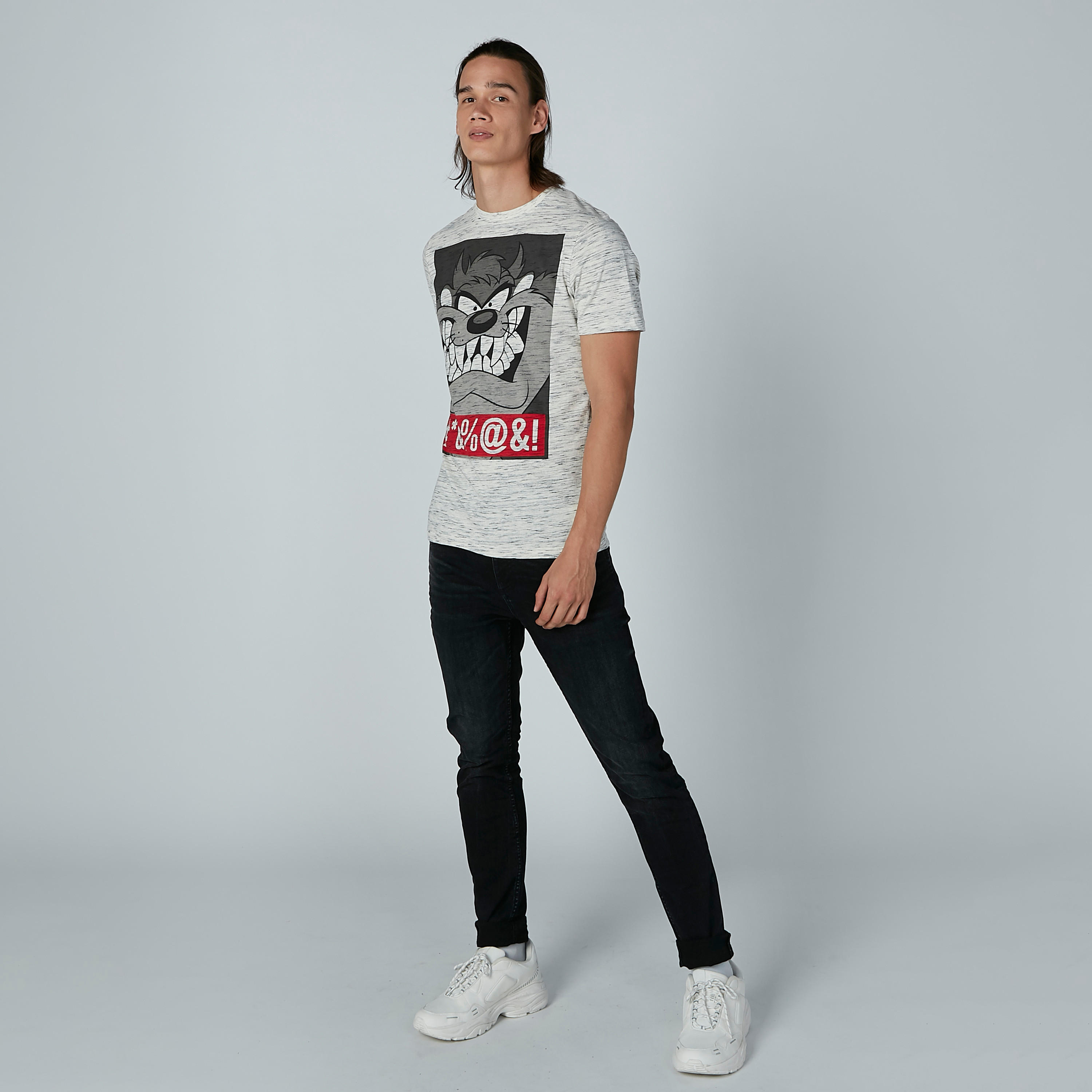 تيشيرت بياقة مستديرة وأكمام قصيرة وطبعات تازمانيان ديفل-men-clothing-tshirtsandpolos-tshirts-image-2