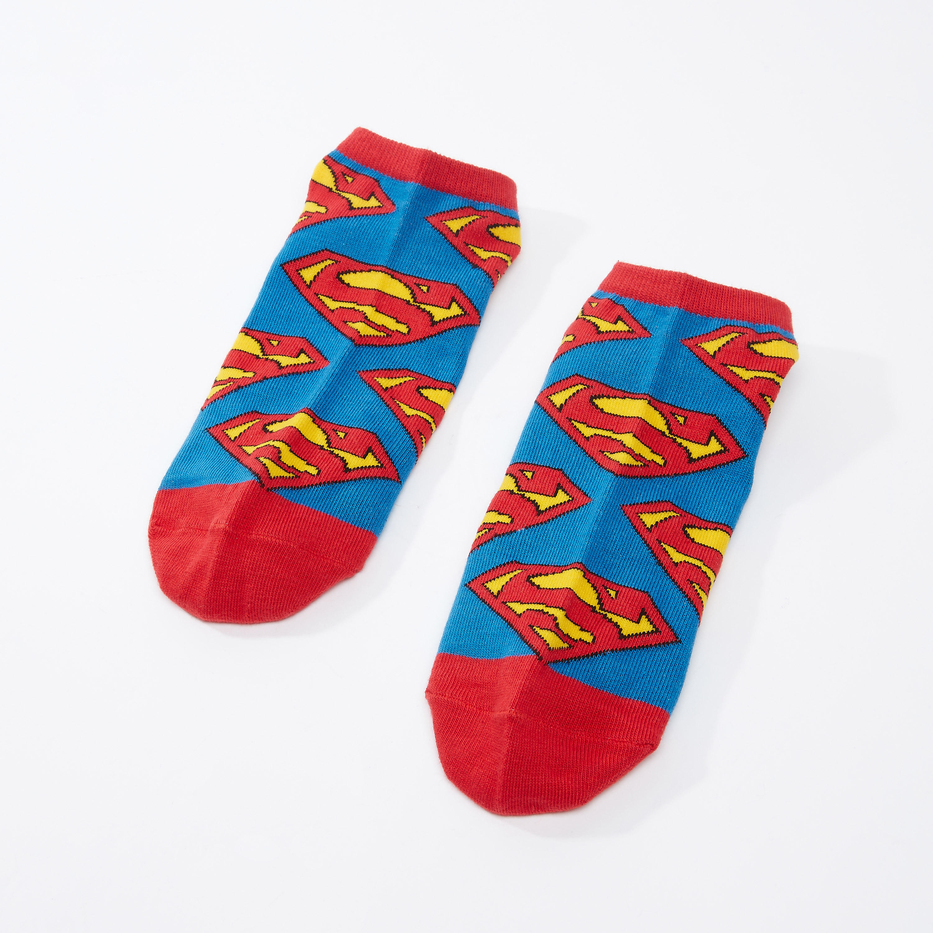 Superman Printed Ankle Length Socks with Ribbed Hem-men-socks-image-1