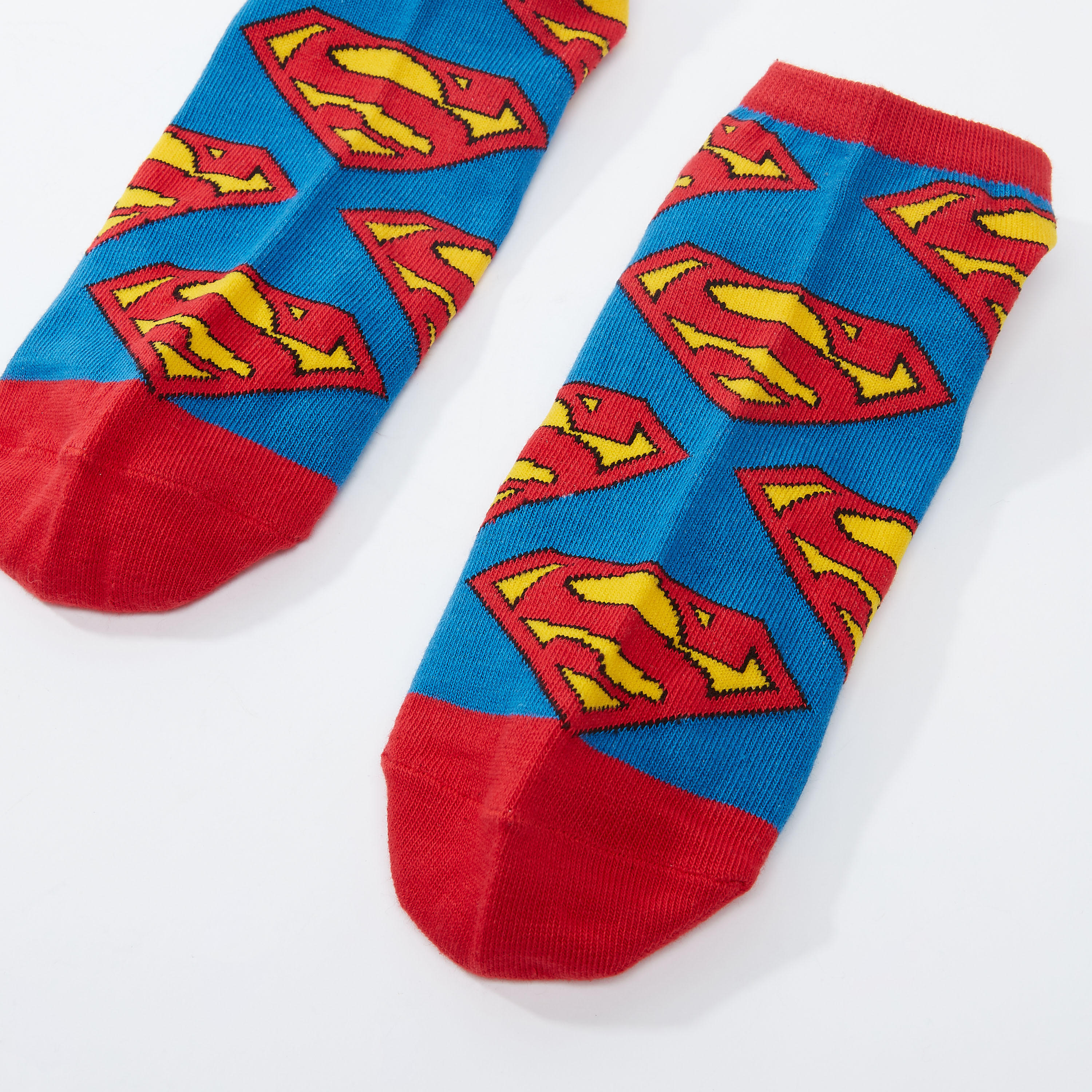 Superman Printed Ankle Length Socks with Ribbed Hem-men-socks-image-2