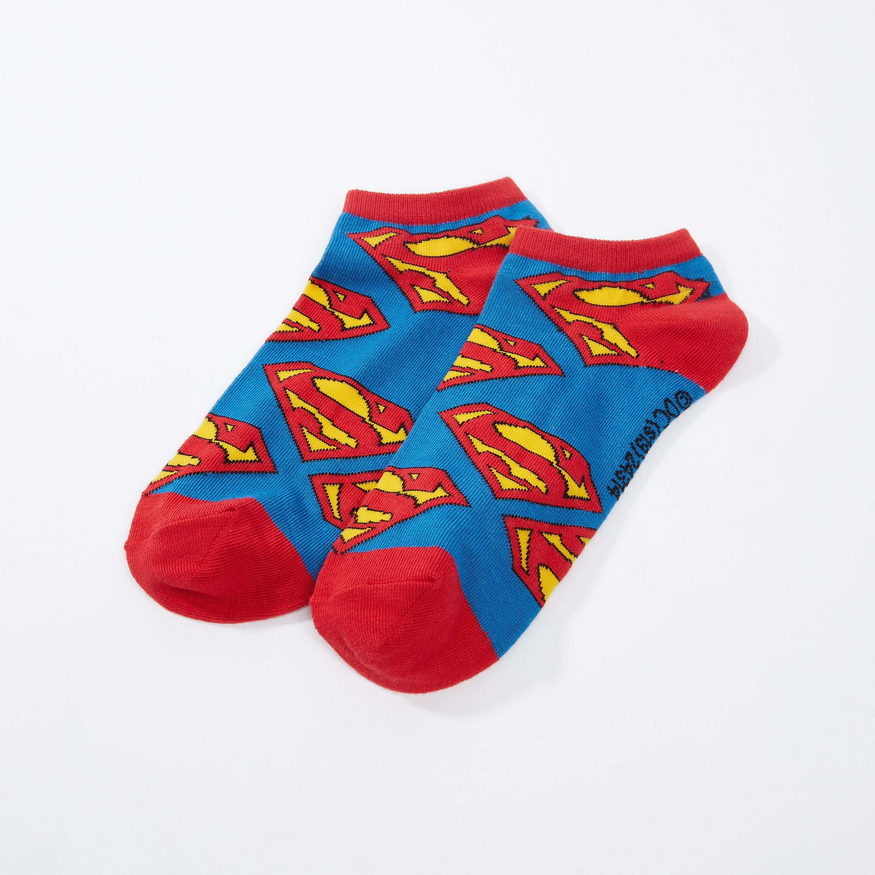 Superman Printed Ankle Length Socks with Ribbed Hem-men-socks-image-3