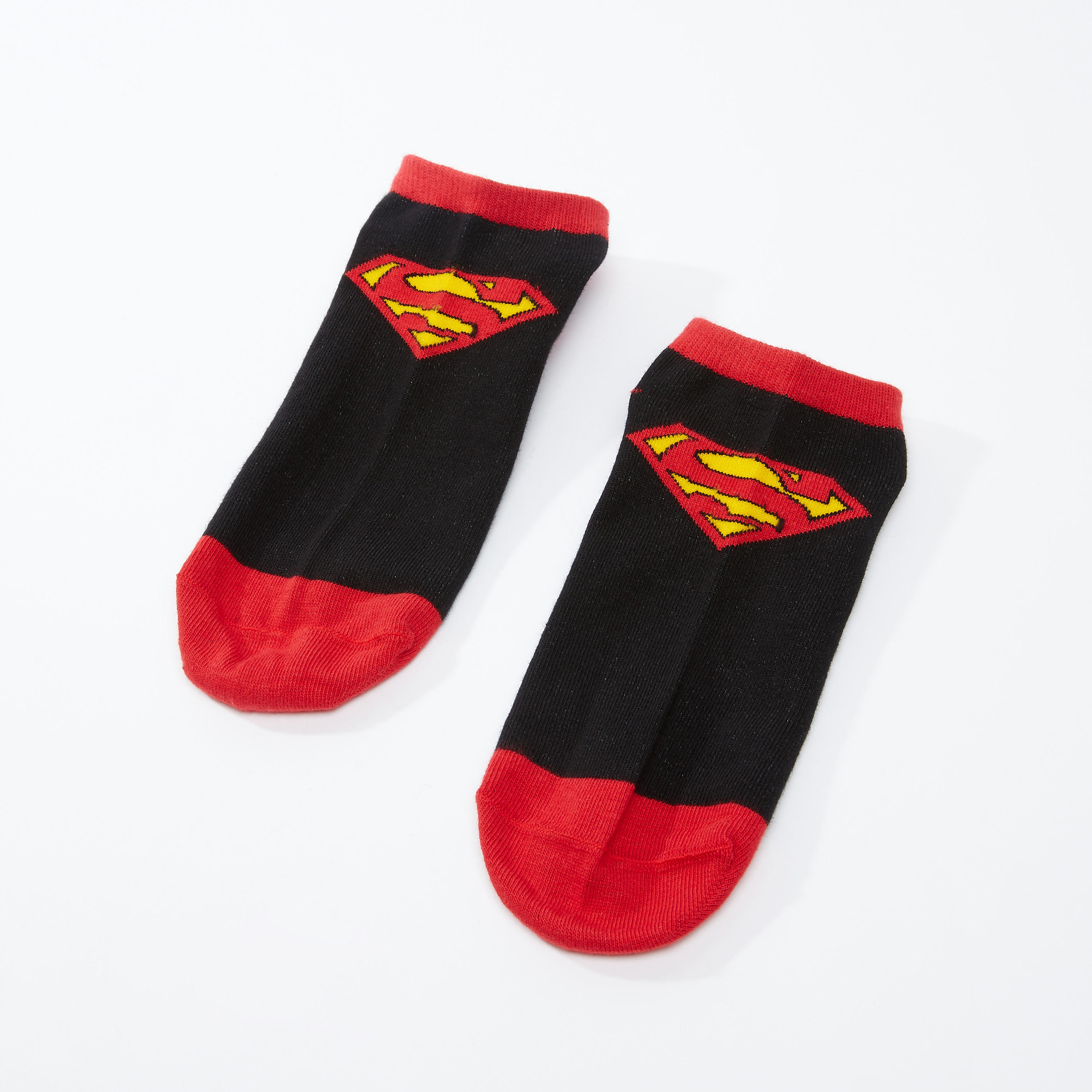 Superman Printed Ankle Length Socks with Ribbed Hem-men-socks-image-1